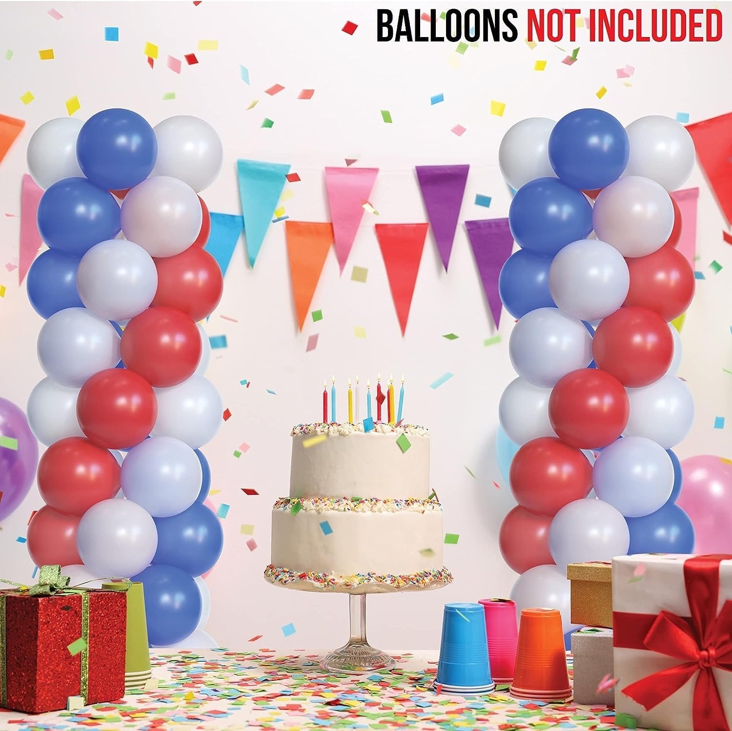 Prextex Balloon Column Kit - Set of 2 Balloon Columns, 5ft Tall | Balloon Arch Stand/Frame, Balloon Tower Holder, Balloon Column, Backdrop | Wedding, Baby Shower, Halloween, Birthday Party, Decoration