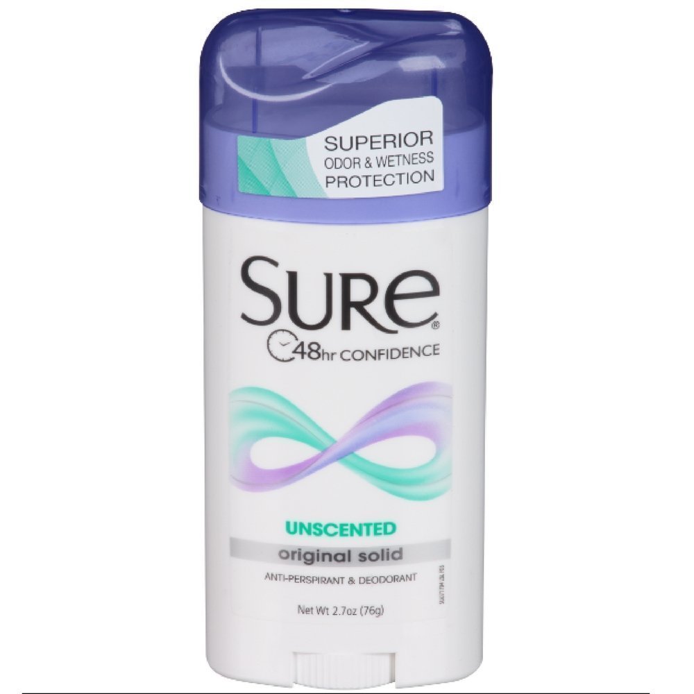 Sure Original Solid Unscented, Anti-Perspirant Deodorant 2.70 oz (Pack Of 12)