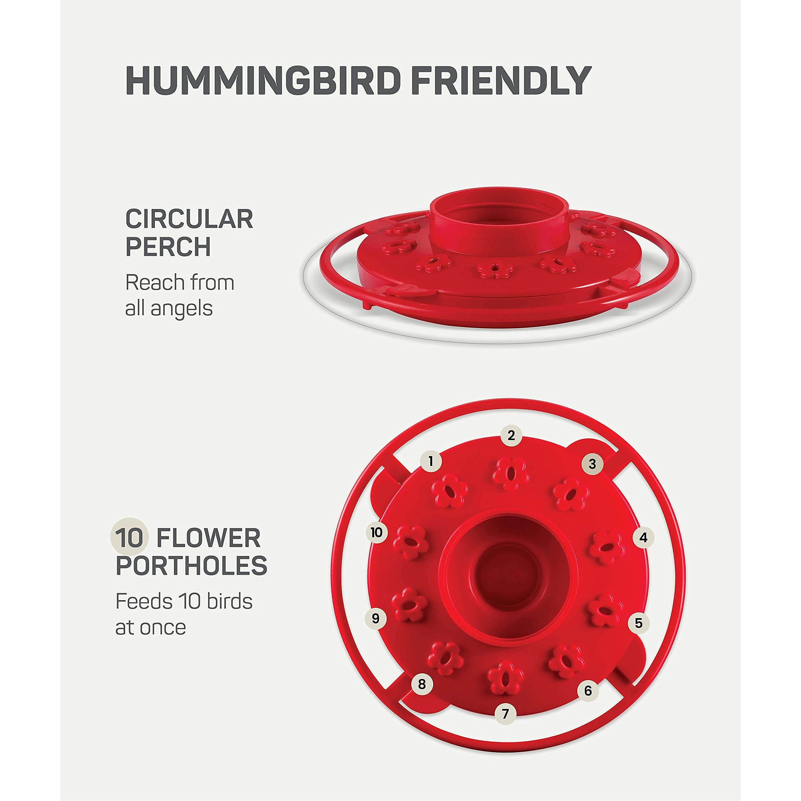 SEWANTA Plastic Hummingbird Feeders - 16 oz - 10 Ports - Easy Fill & Clean - 2 Pack