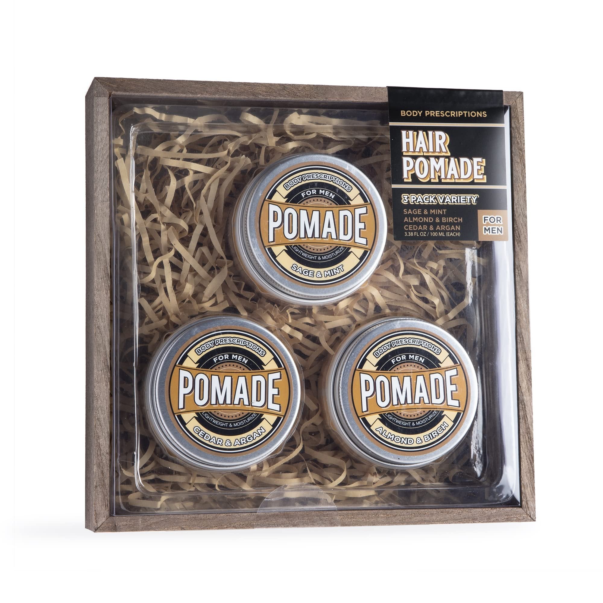Body Prescriptions Hair Pomade for Men - Easy Styling Hair Cream for Men - Lightweight, Moisturizes and Medium Hold for Natural Look - 3.38 oz (Pack of 3)