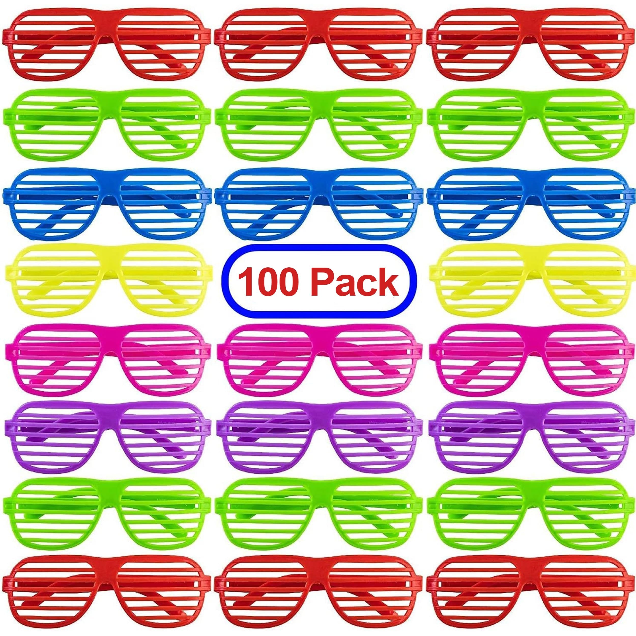 PREXTEX Mega Pack 100 Pairs of Kids Plastic Shutter Shades Glasses - Shades Sunglasses - Eyewear Party Favors and Party Props - Assorted Colors - Last Day of School Gifts for Kids