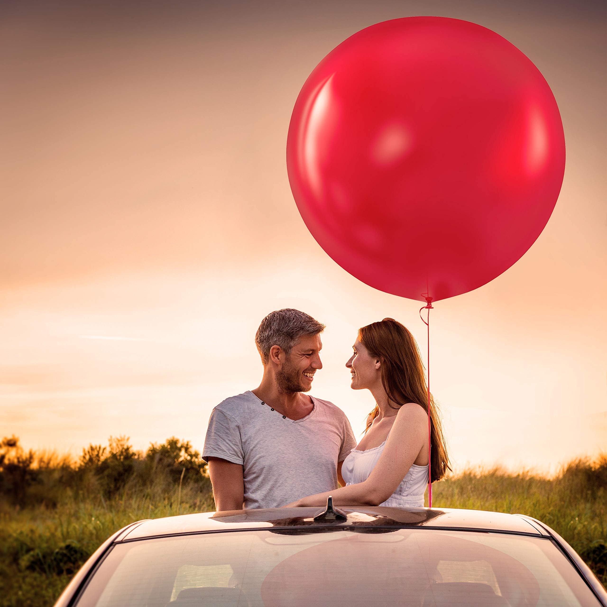 Prextex Red Giant Balloons - 8 Jumbo 36 Inch Red Balloons for Photo Shoot, Wedding, Baby Shower, Birthday Party and Event Decoration - Strong Latex Big Round Balloons - Helium Quality