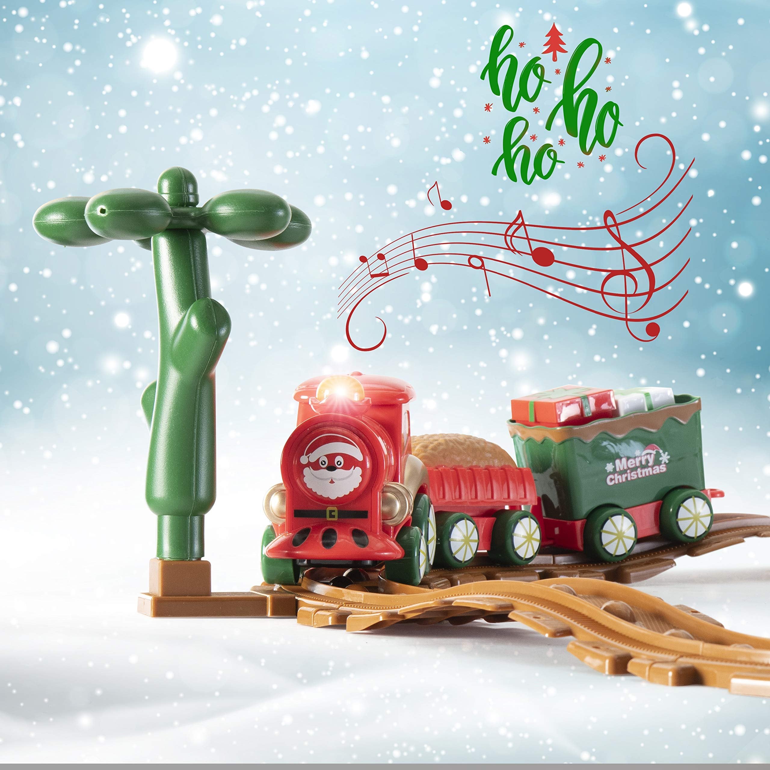PREXTEX Kids Musical Train Set for Kids with Christmas-Themed Music, Perfect Year-Round Gift for Boys Girls Toddlers