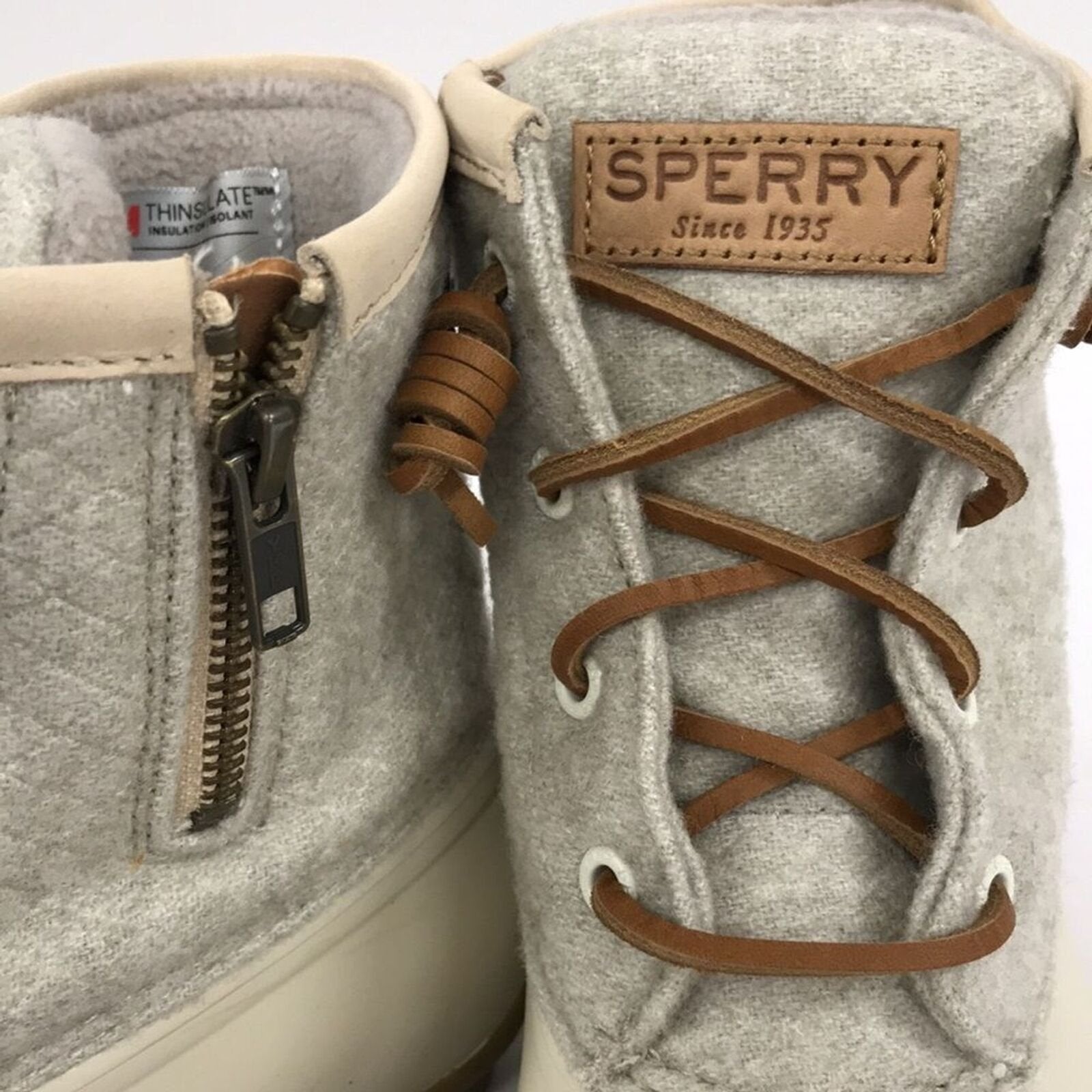 Sperry Womens Saltwater Chevron Quilt Nylon Boots Ivory 7 US