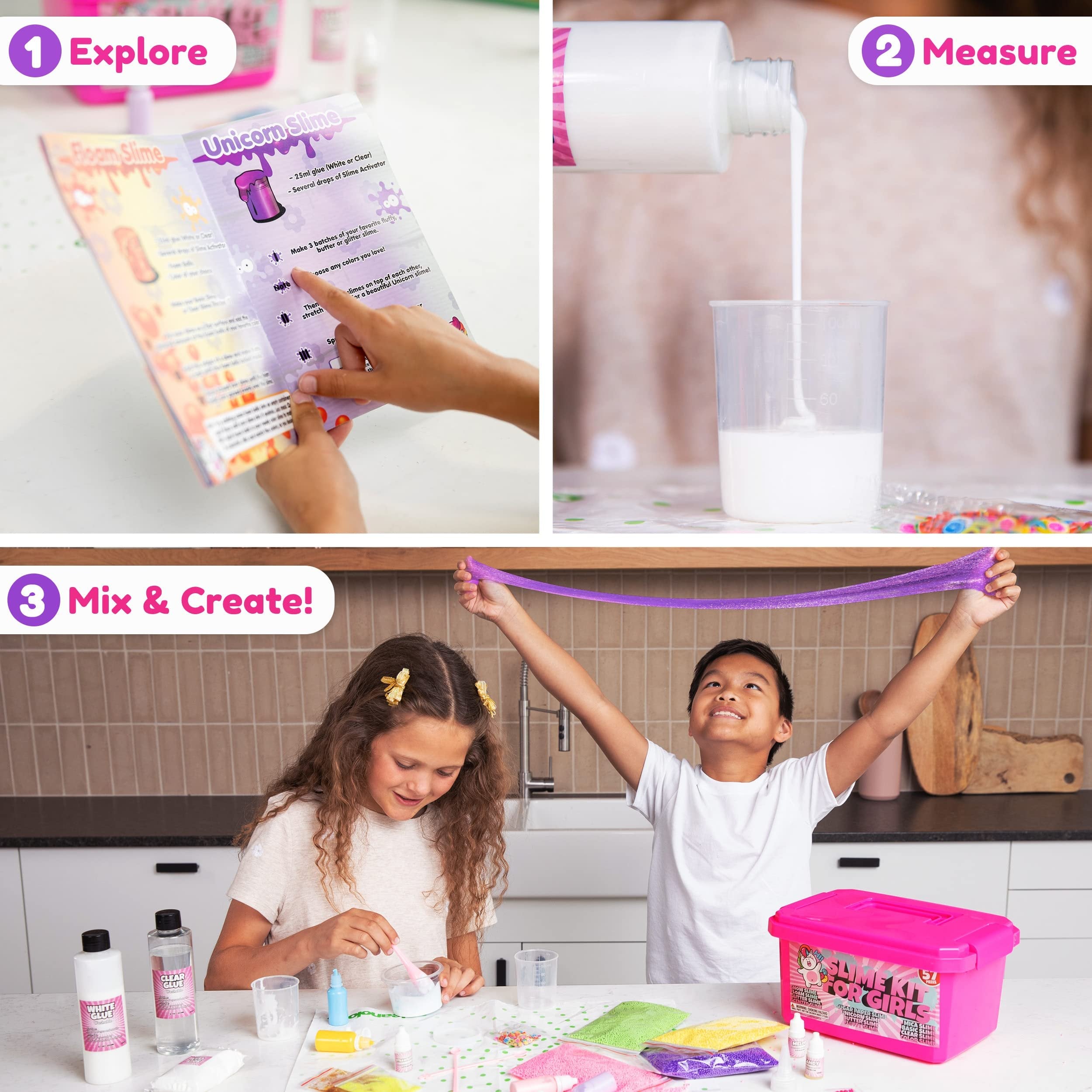 Laevo Unicorn Slime Kit for Girls - DIY Supplies Makes Butter Slime, Cloud Slime, Clear Slime & More Sets - Toys for 5+ Years Old
