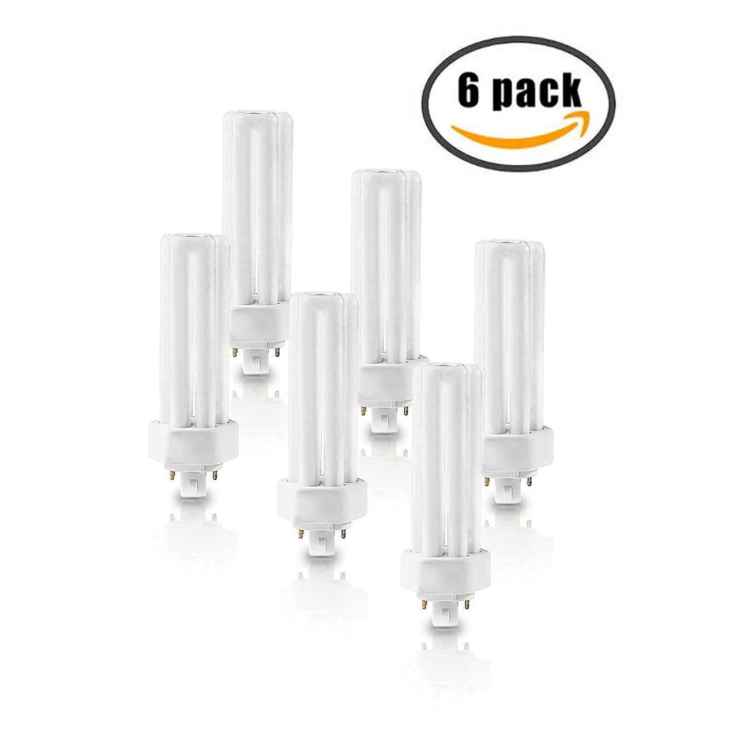 Circle (6 Pack) PLT-26W 865, 4 Pin GX24q-3, 26 Watt Triple Tube, Compact Fluorescent Light Bulb