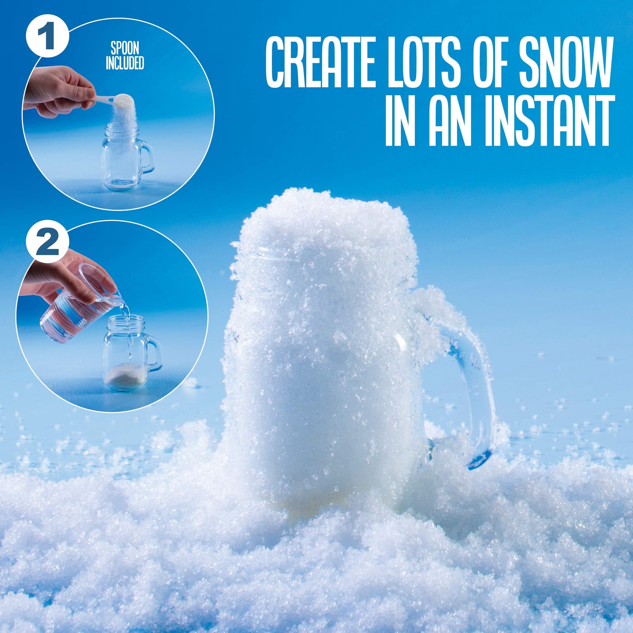 Instant Snow Powder - Makes 10 Gallons of Fake Snow - Perfect for Winter Decoration, Village Displays, Holiday and Winter Crafts and Artificial Snow Play