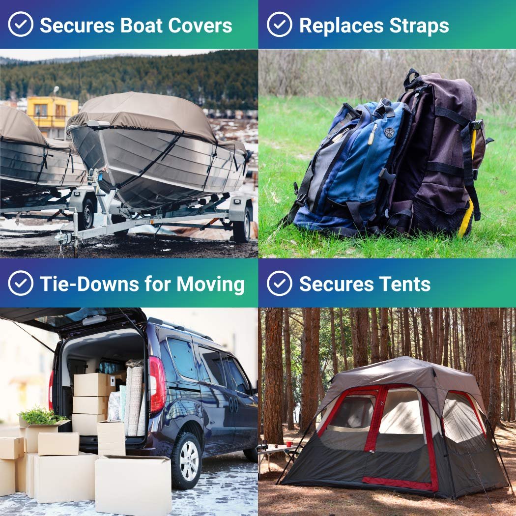 Boat Cover Straps Adjustable Buckle Straps 8 Pack Strap Buckles Boat Buckle Nylon Straps with Buckle 1" x 96" Utility Straps with Quick Release Buckle