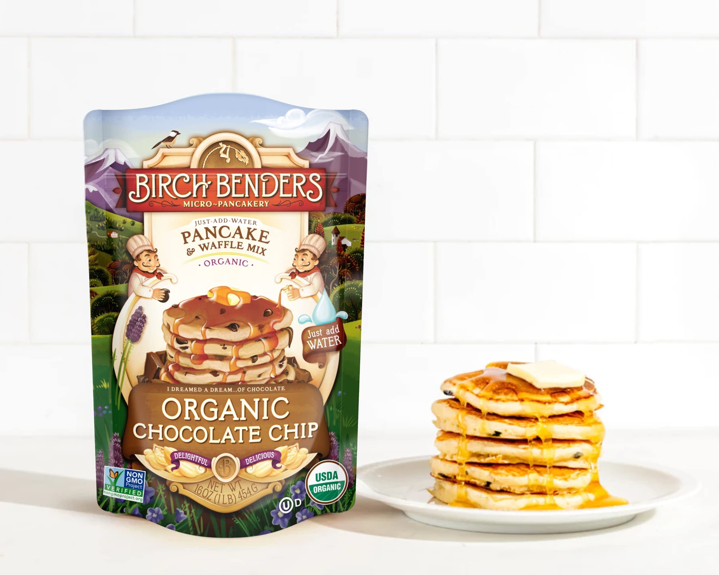 Birch Benders Organic Pancake and Waffle Mix, Chocolate Chip, 16 Oz (Pack of 6)