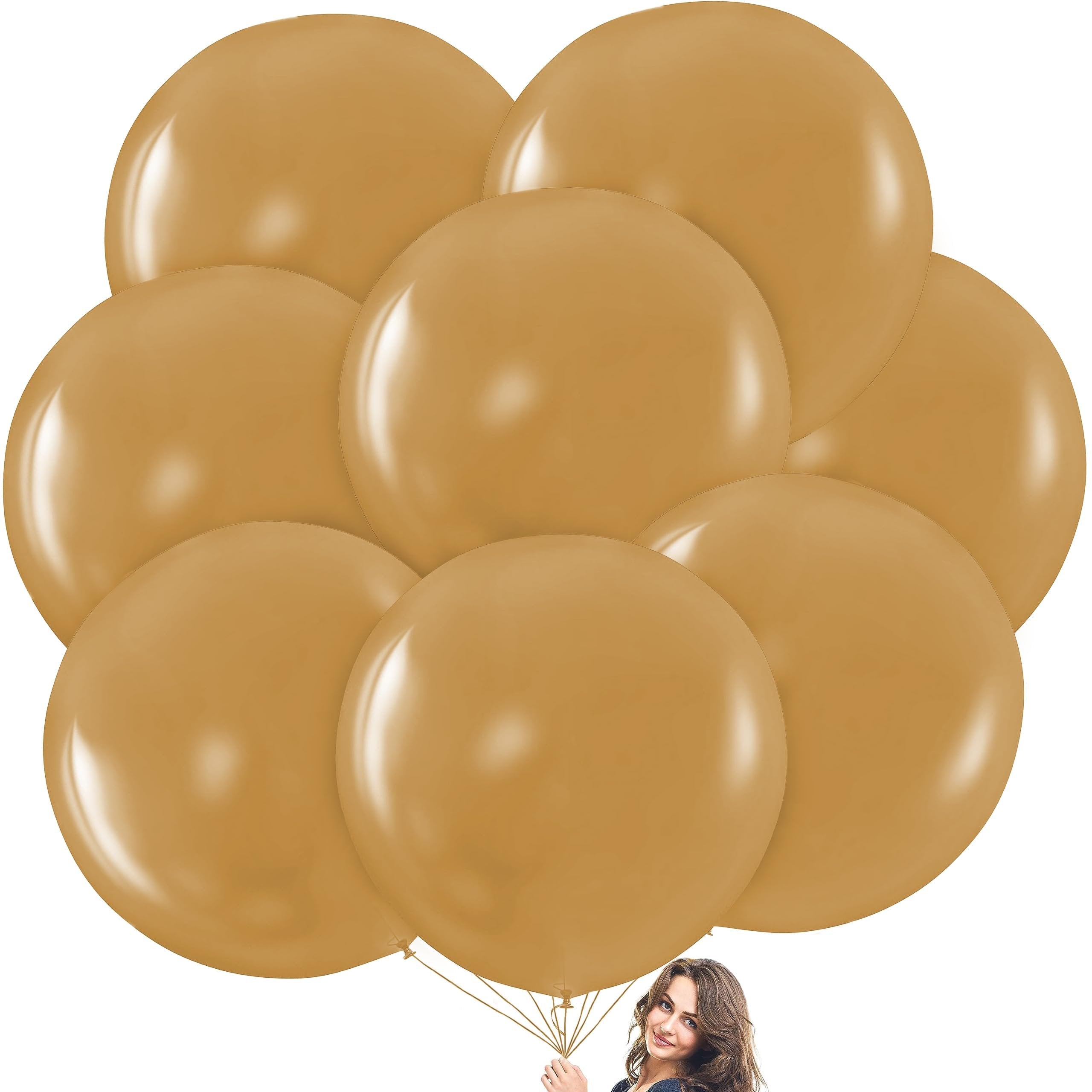 Prextex Gold Giant Balloons - 8 Jumbo 36 Inch Gold Balloons for Photo Shoot, Wedding, Baby Shower, Birthday Party and Event Decoration - Strong Latex Big Round Balloons - Helium Quality