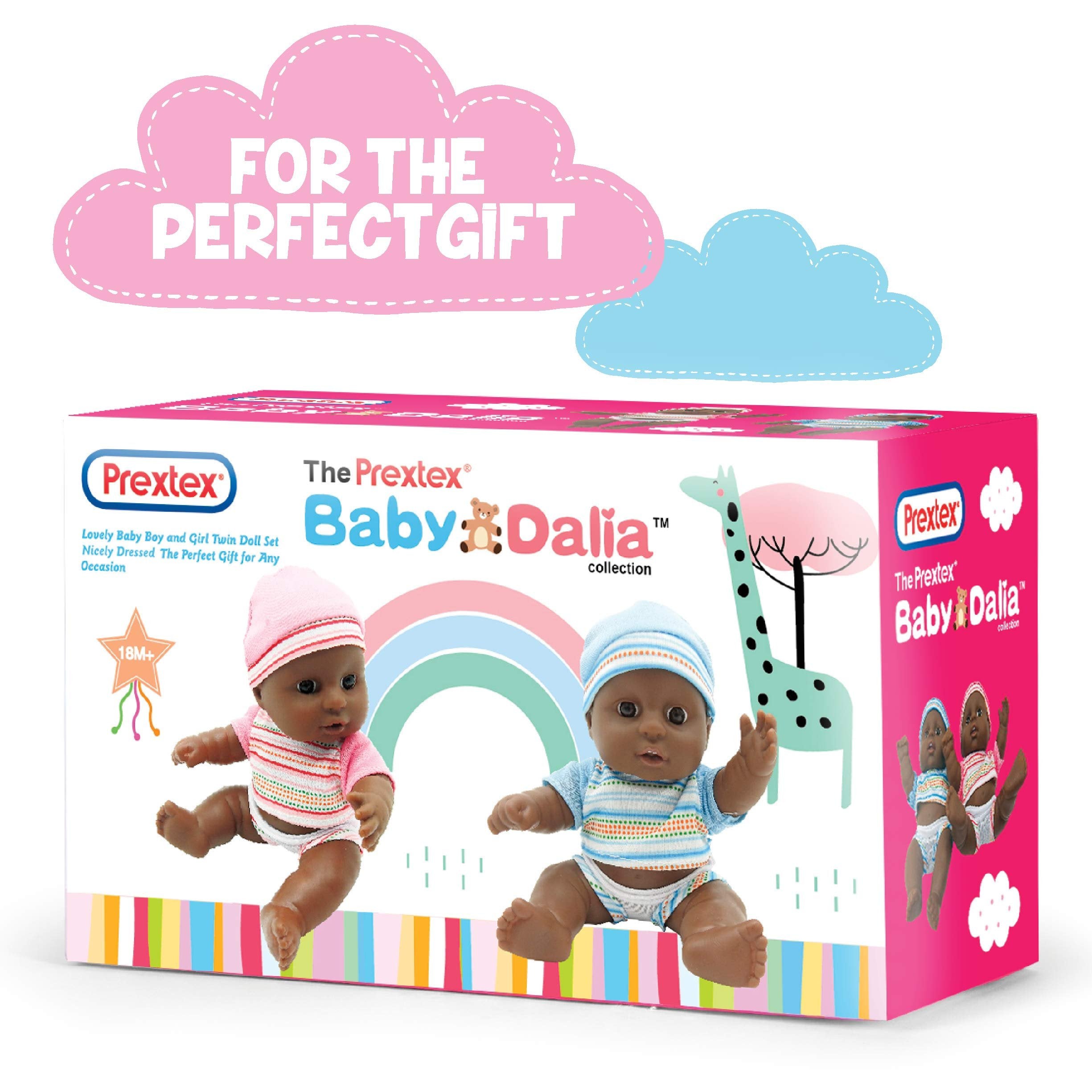 Prextex Mini Twin Black Baby Doll Set - African American Doll Set | Re