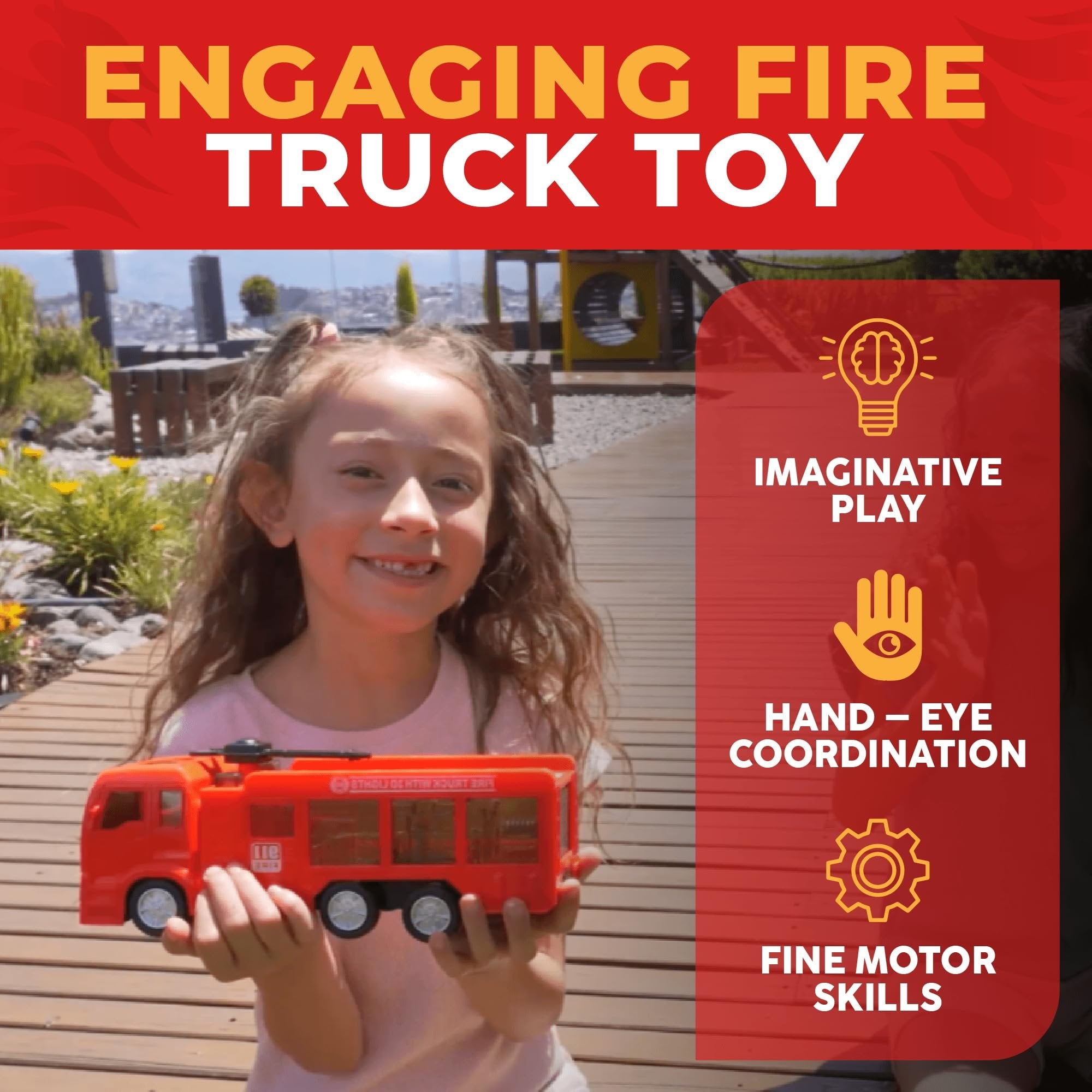 WolVolk Electric Firetruck Toy - Unstoppable Adventure with The Fire Trucks Stunning 3D Lights and Sirens Toddler Fire Truck Toys for 3 Year Old Boys - Fire Trucks for Toddlers 3-5