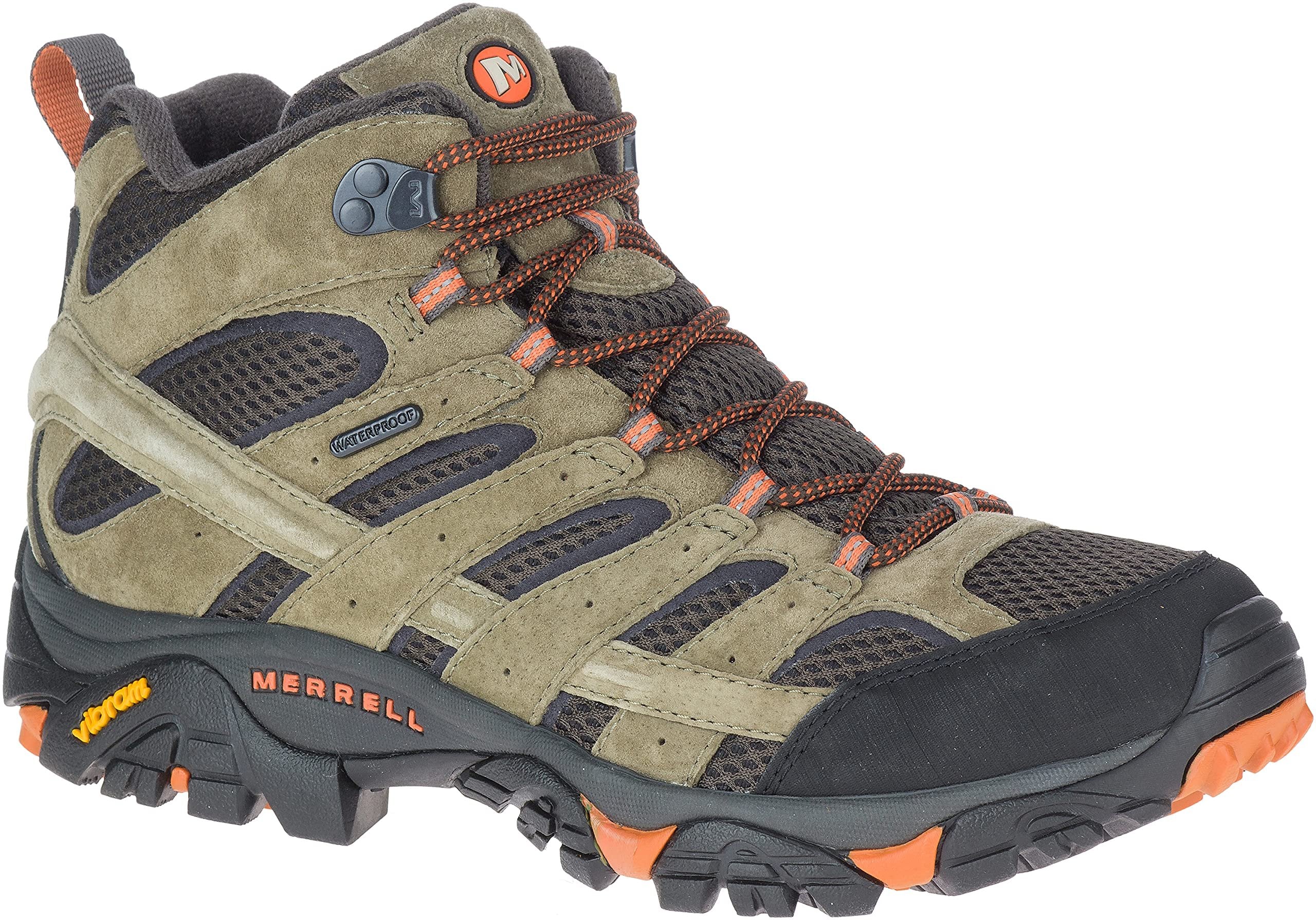 Merrell Men's Moab 2 Mid Waterproof Olive/Orange Hiking Boot 10.5 M US