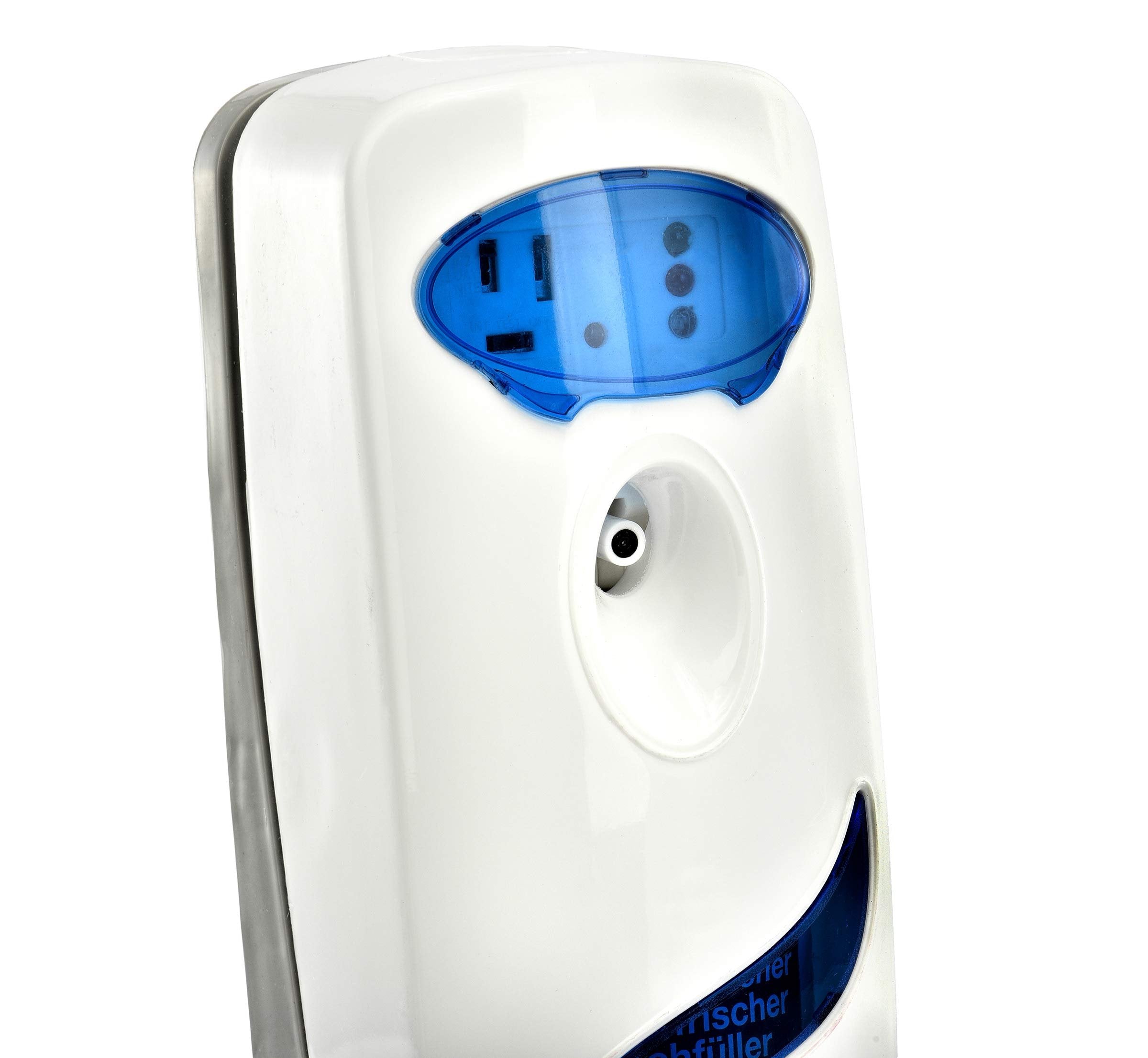 Alpine Industries Metered Aerosol Air Freshener Dispenser - Automatic Adjustable Fragrance Mister - Wall Mounted Timed Scent Sprayer - Clean and Fresh Scent (Blue and White)