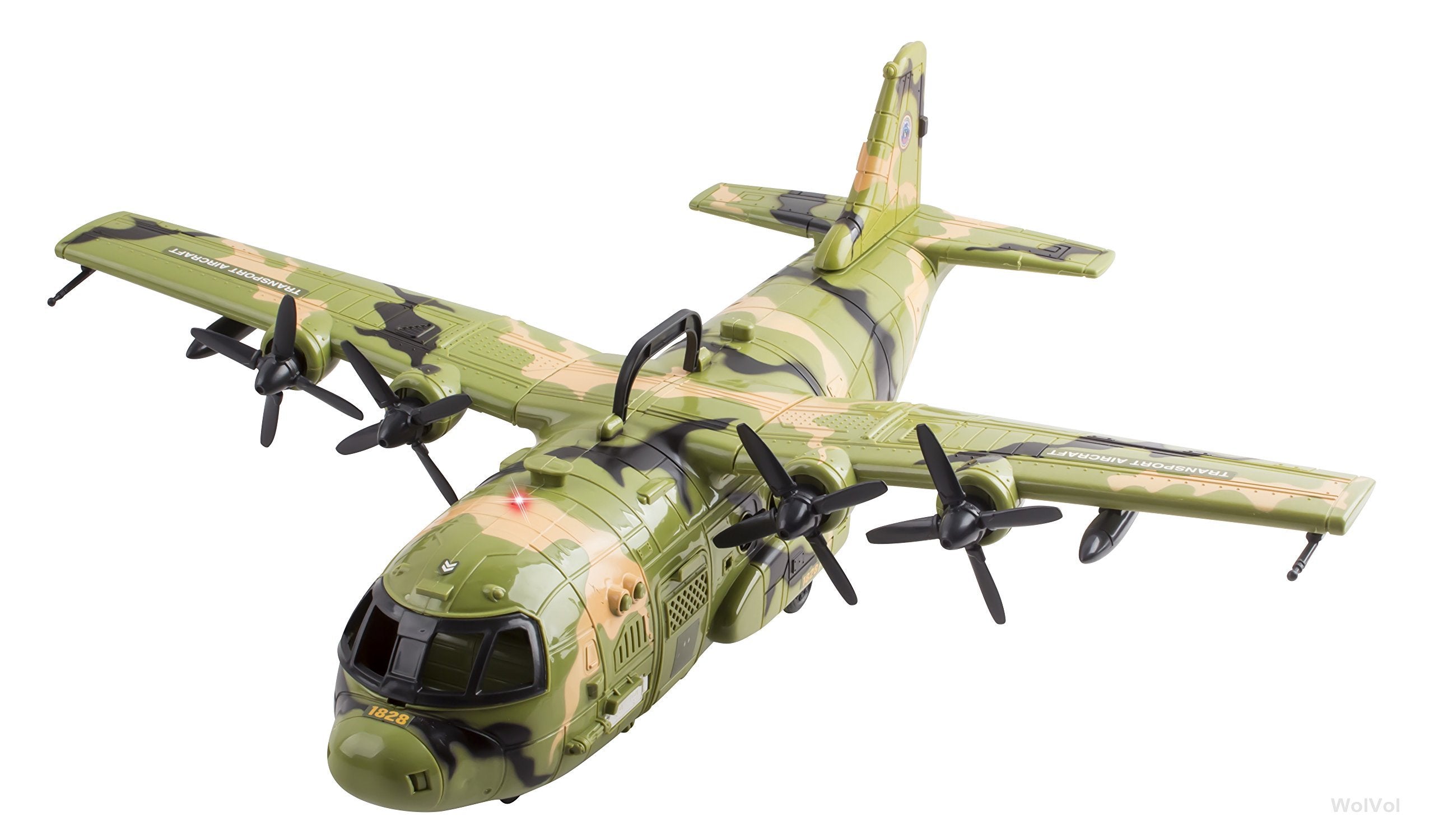 WolVolk Giant C130 Bomber Military Combat Fighter Airforce Airplane Toy with Lights and Army Sounds for Kids, with Mini Soldiers