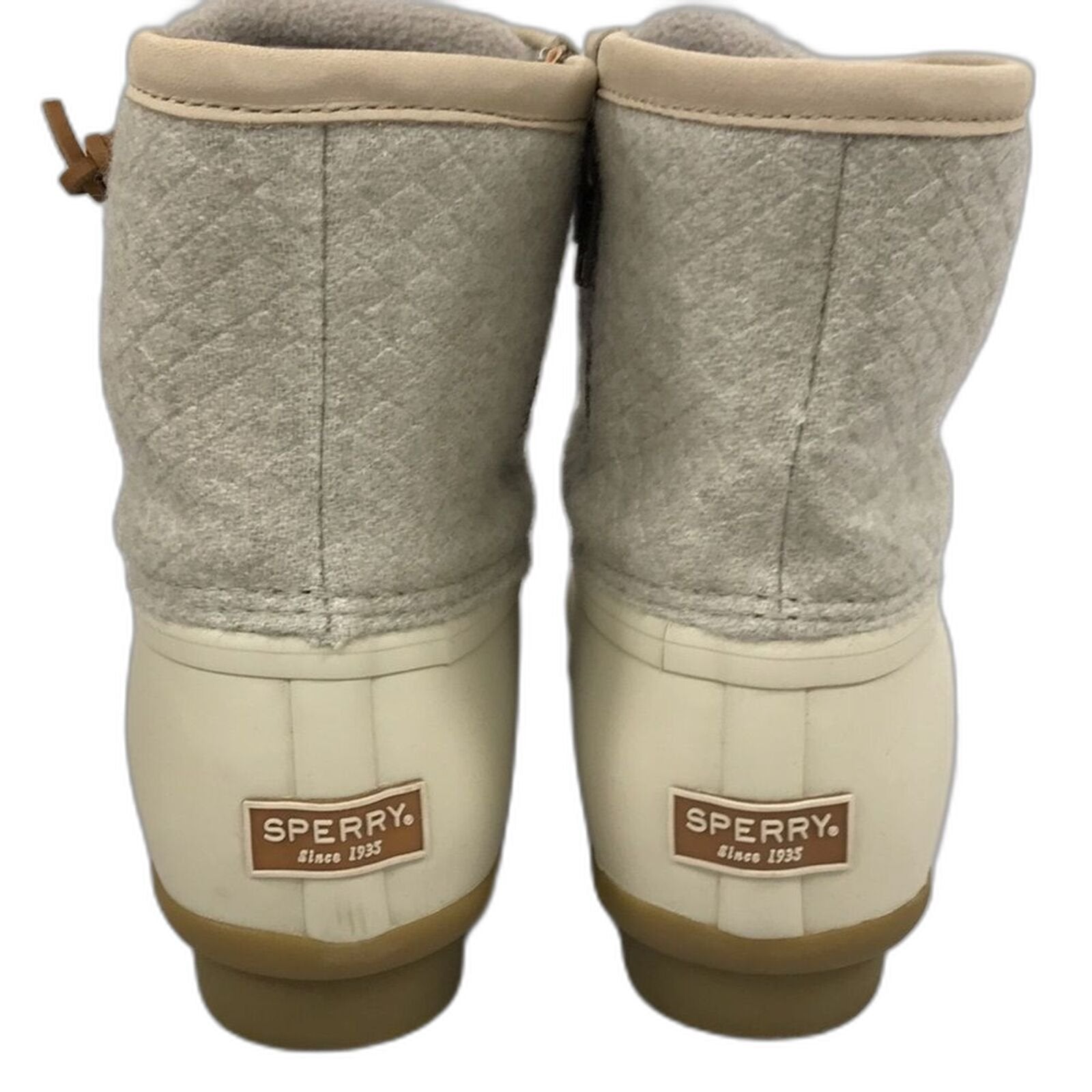 Sperry Womens Saltwater Chevron Quilt Nylon Boots Ivory 7 US