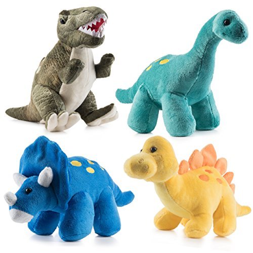 PREXTEX Plush Dinosaurs 8 Pack 5'' Long - Great Gift for Kids - Stuffed Animal Assortment - Great Set for Kids