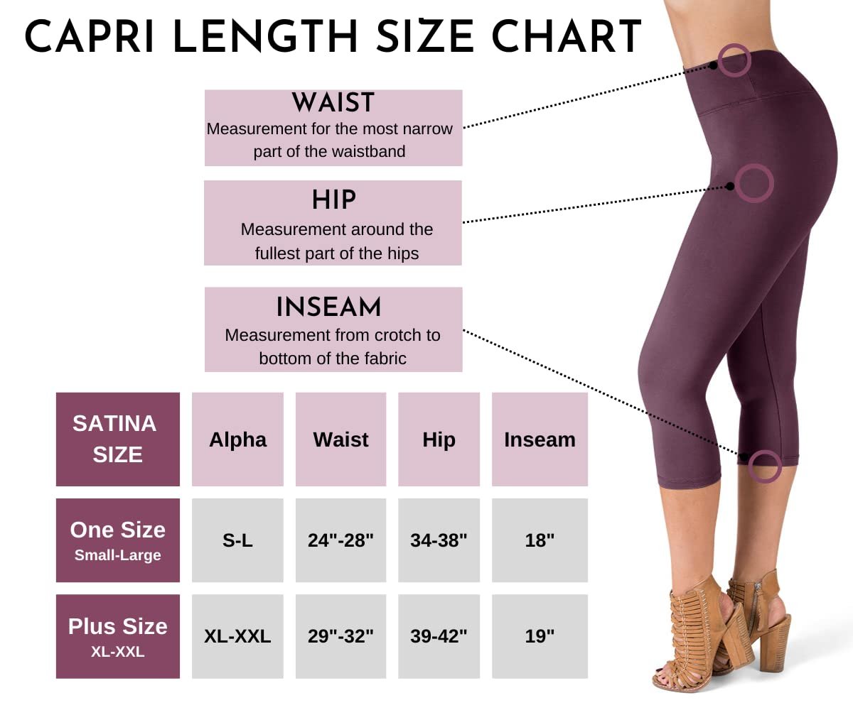 SATINA High Waisted Capri Leggings for Women - Capri Leggings for Women - High Waist for Tummy Control - Vintage Violet Capri Leggings for |3 Inch Waistband (One Size, Vintage Violet)