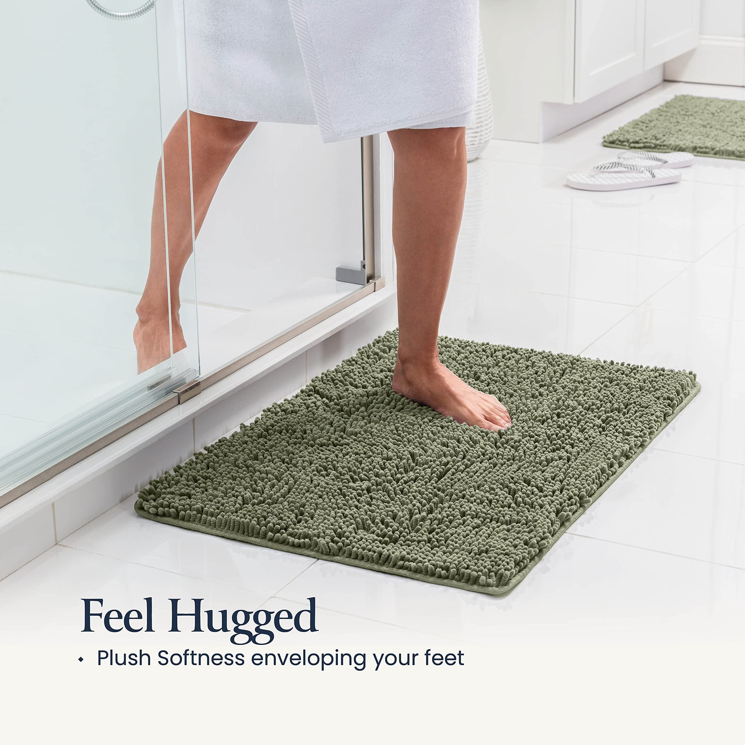 BELADOR Bathroom Rugs Sets 2 Piece- Plush Bath Mat Set Quick-Dry Soft Chenille Bathroom Mat with Rubber Backing, Absorbent Bathroom Rug Set, Washable Bath Rugs for Bathroom- Bath Mats 24x17 + 30x20