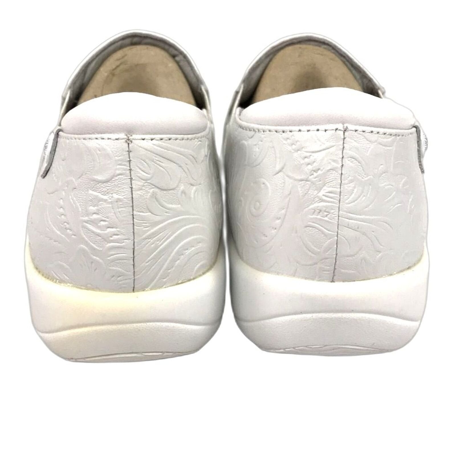Alegria Womens Keli White Tooled Leather Shoes 12 W US