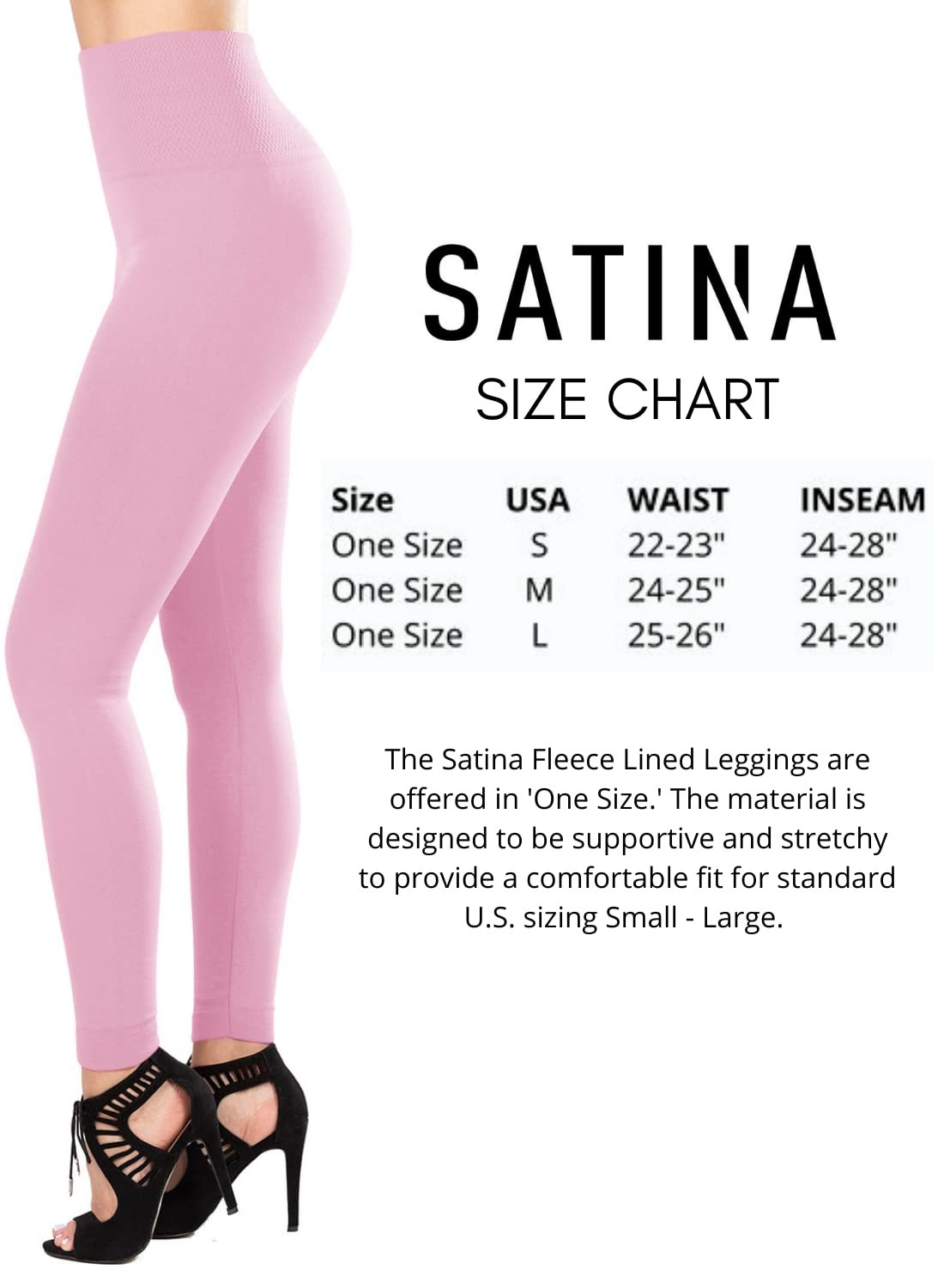 SATINA High Waisted Leggings for Women | Tummy Control & Compression Waistband (One Size, Pink)
