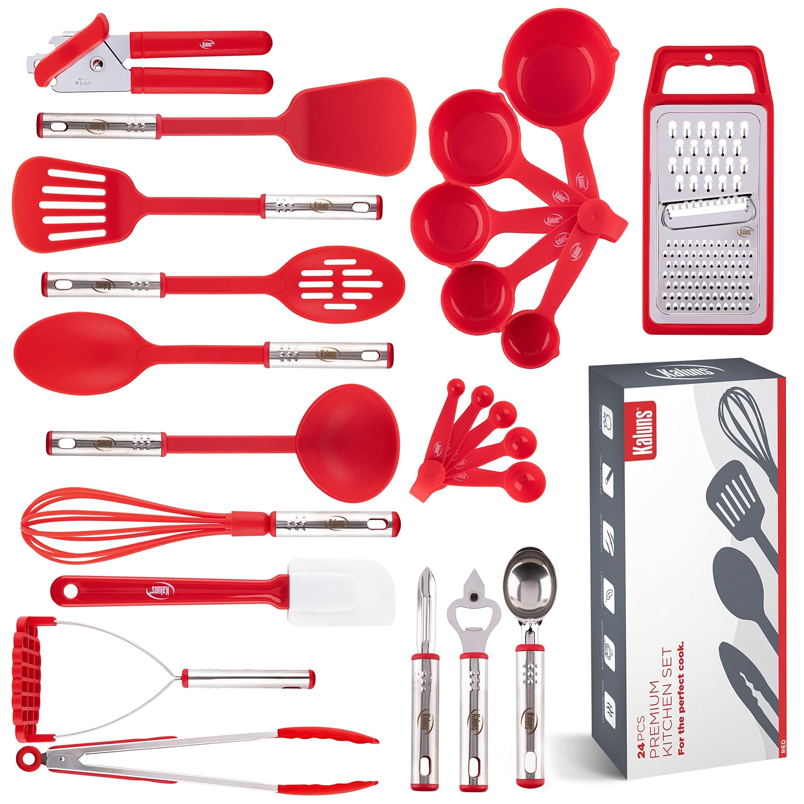 Kitchen Utensils Set, Cooking Utensil Sets Kitchen Gadgets, Pots and Pans set Nonstick and Heat Resistant, 24 Pcs Nylon and Stainless Steel, Spatula Set, Kitchen, Home, House, Essentials & Accessories