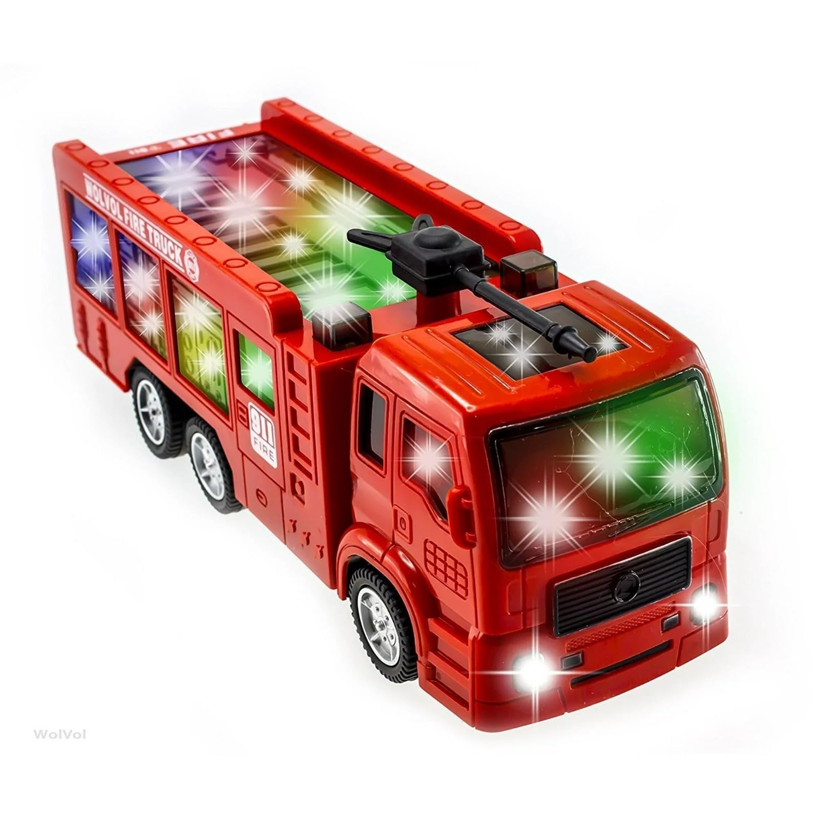 WolVolk Electric Firetruck Toy - Unstoppable Adventure with The Fire Trucks Stunning 3D Lights and Sirens Toddler Fire Truck Toys for 3 Year Old Boys - Fire Trucks for Toddlers 3-5