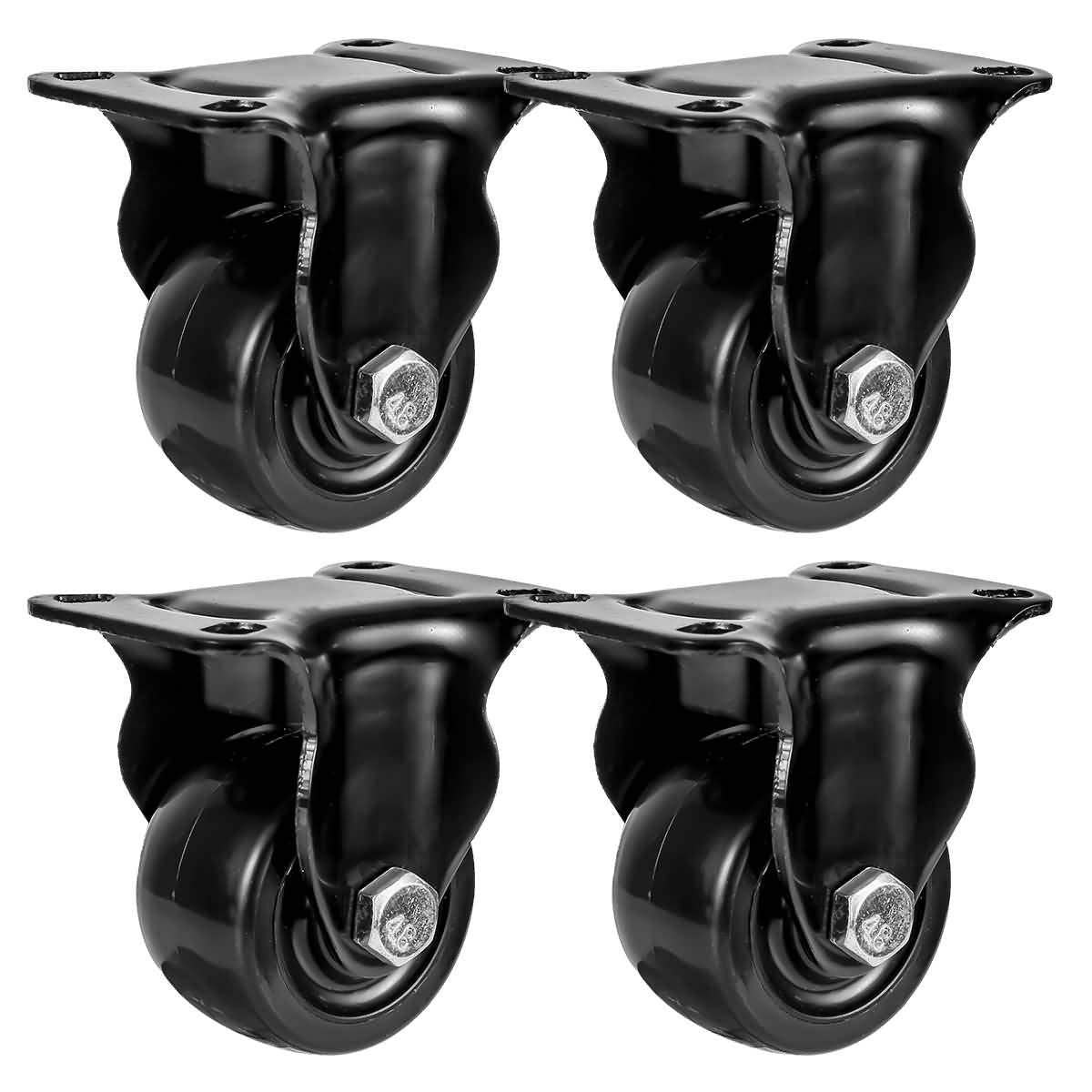 FactorDuty 2 inch Heavy Duty Polyurethane Caster Wheels Rigid Fixed Non Swivel Industrial Grade Solid Low Profile Smooth and Silent 1000LB Capacity Pack of 4