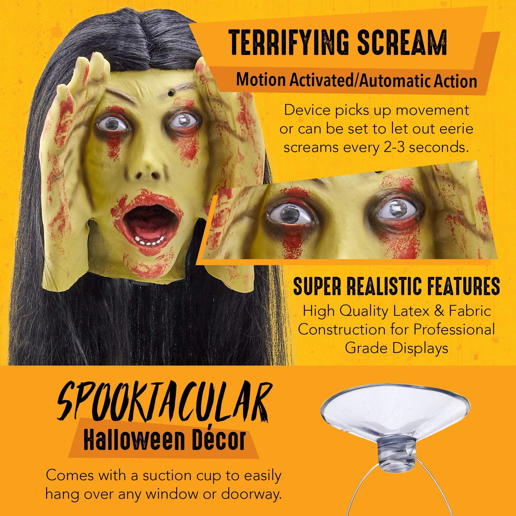 Scary Peeper Screaming Banshee Haunted House Halloween Decoration and Prop- Motion Activated, Screams