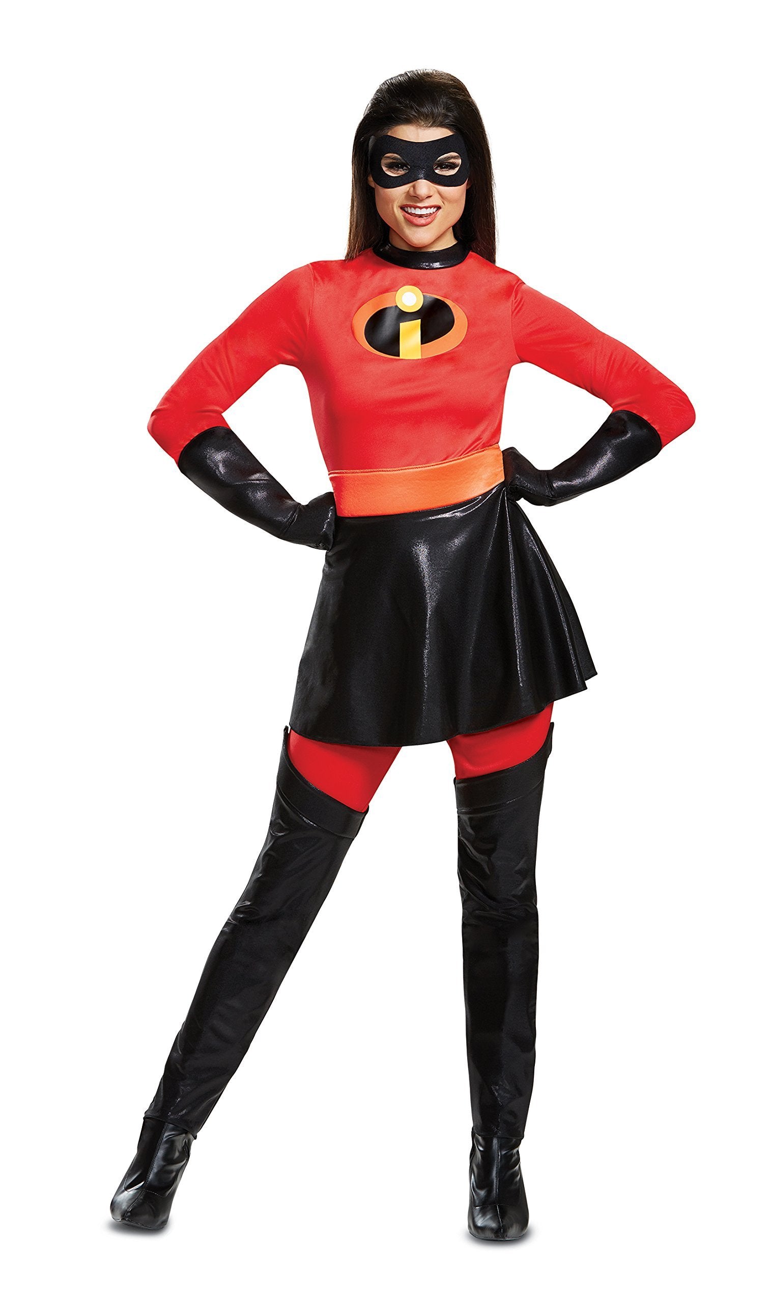 Disguise Women's Plus Size Mrs. Incredible Skirted Deluxe Adult Costume, red, XL (18-20)