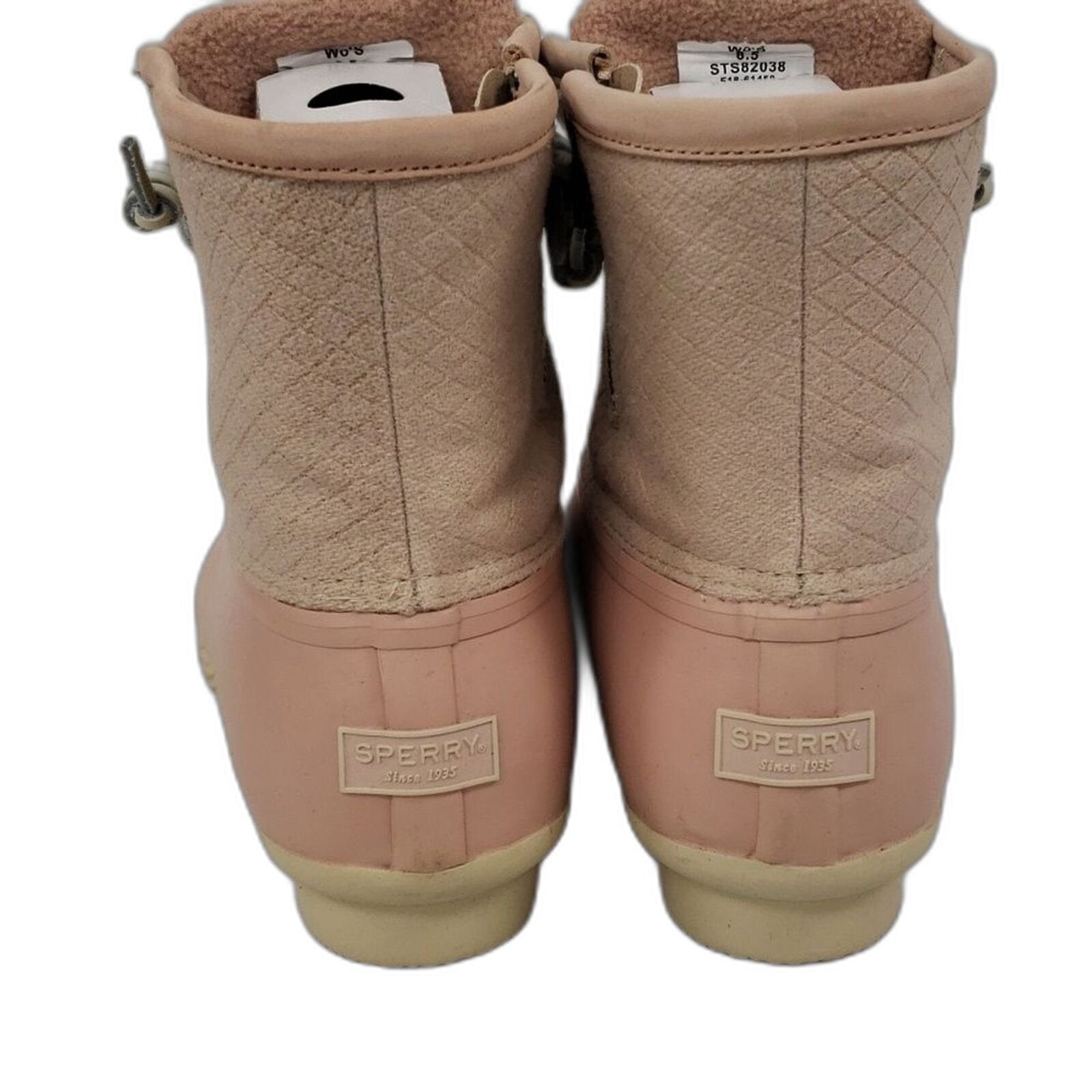 Sperry Womens Saltwater Canvas Rain Boot Rose Oat 8.5 US