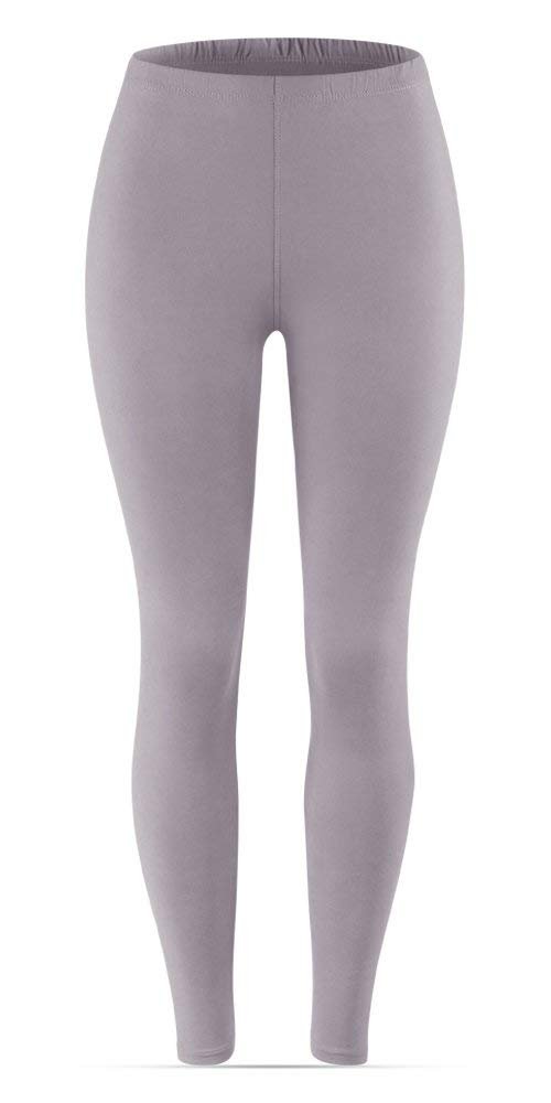 SATINA High Waisted Leggings for Women | Full Length | 1 Inch Waistband (Gray, One Size)