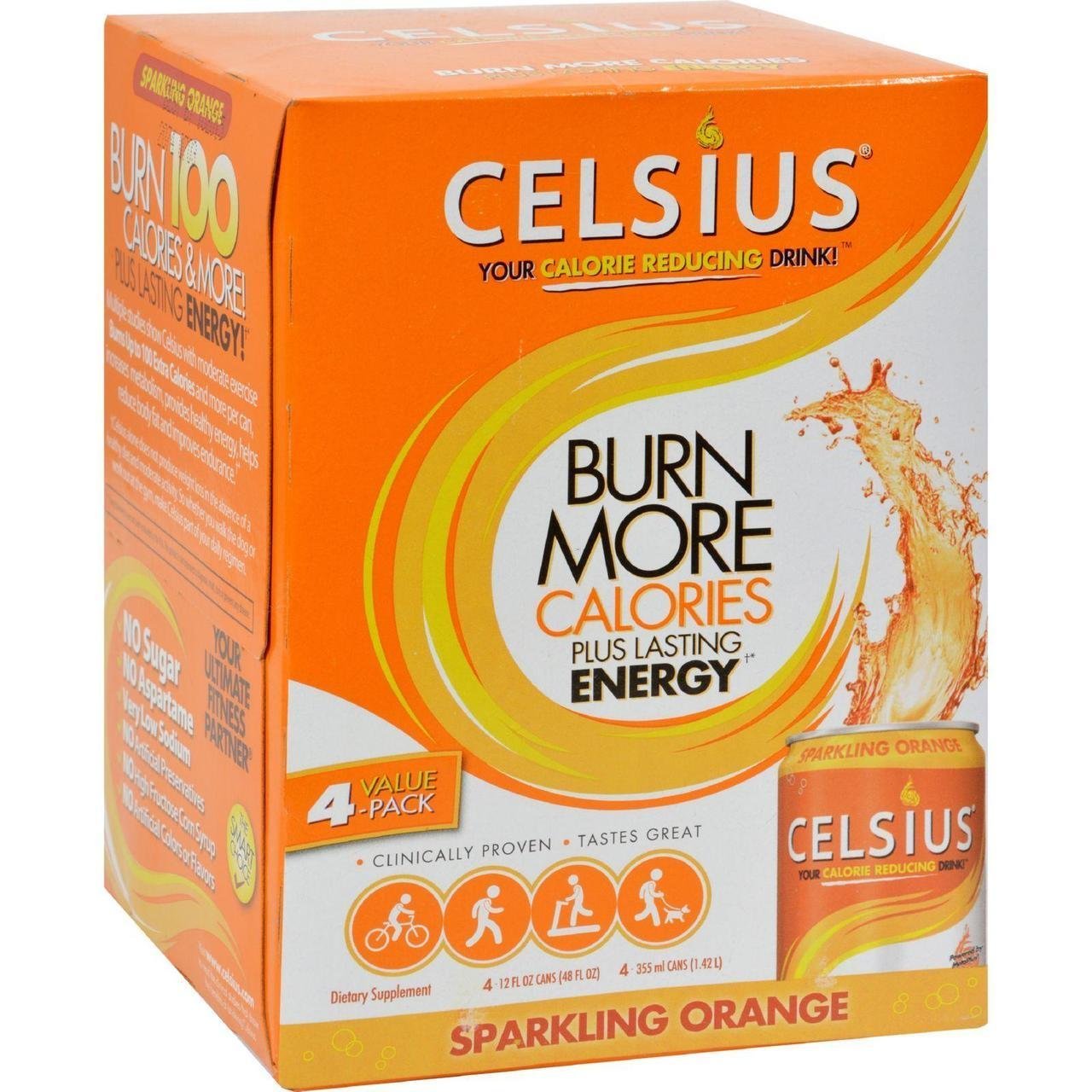 Celsius Sparkling Orange - 12 fl oz Each/Pack of 4