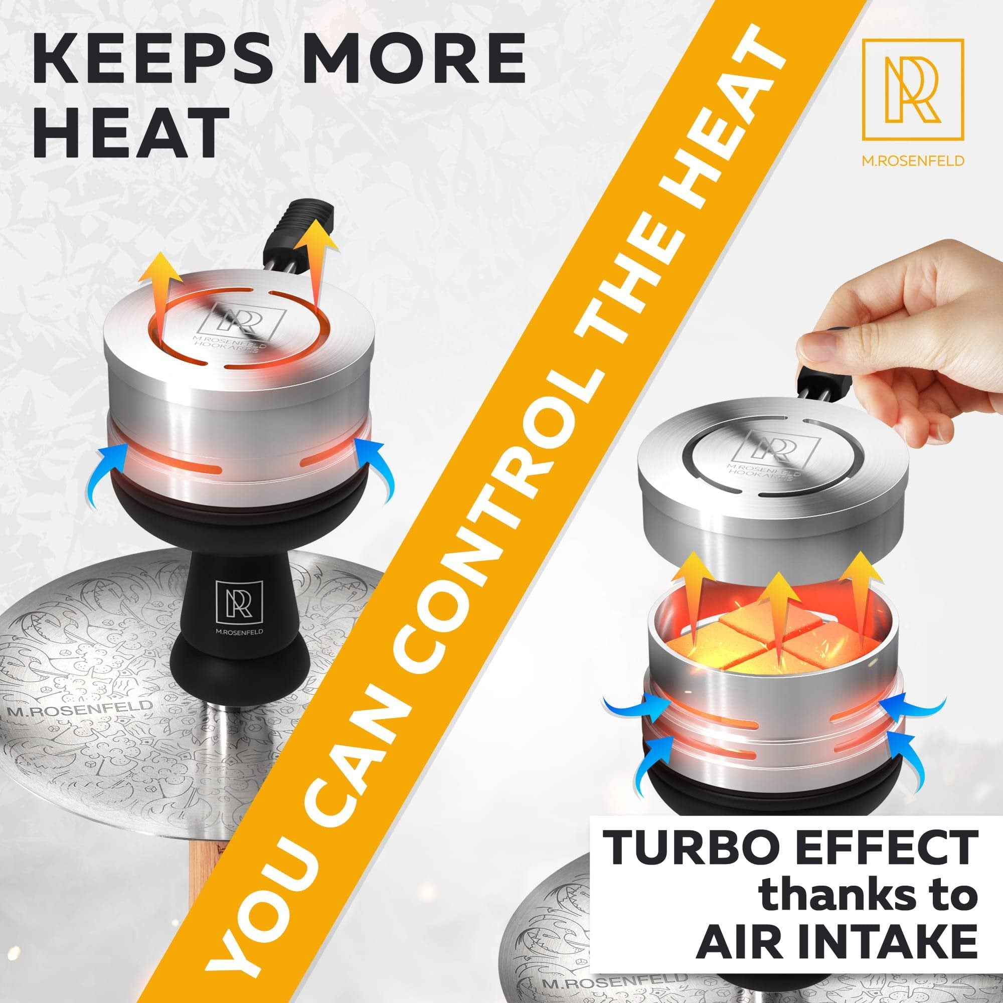 M. ROSENFELD Hookah Charcoal Holder - Hookah Heat Management System - Hookah Head for Perfect Shisha Hookah Flavor - Ultimate Hookah Accessories and Hookah Flavor Saver Hookah Coal Cover HOOKARTIS