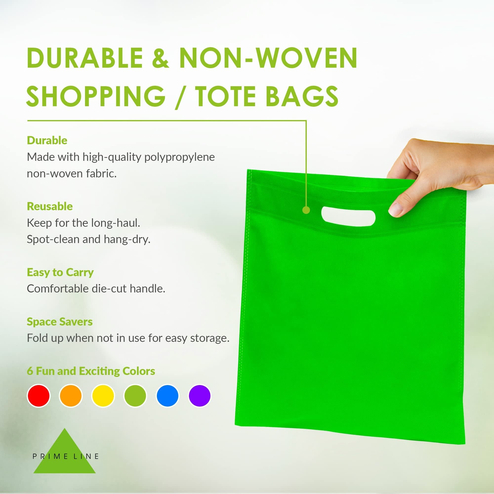 Prime Line Packaging Cloth Bags - 50 Pack Reusable Merchandise Bags Bulk with Die Cut Handles, Multi Color Fabric Thank You Totes for Retail Stores, Boutiques, Children's Gifts, Kids Parties - 15x16