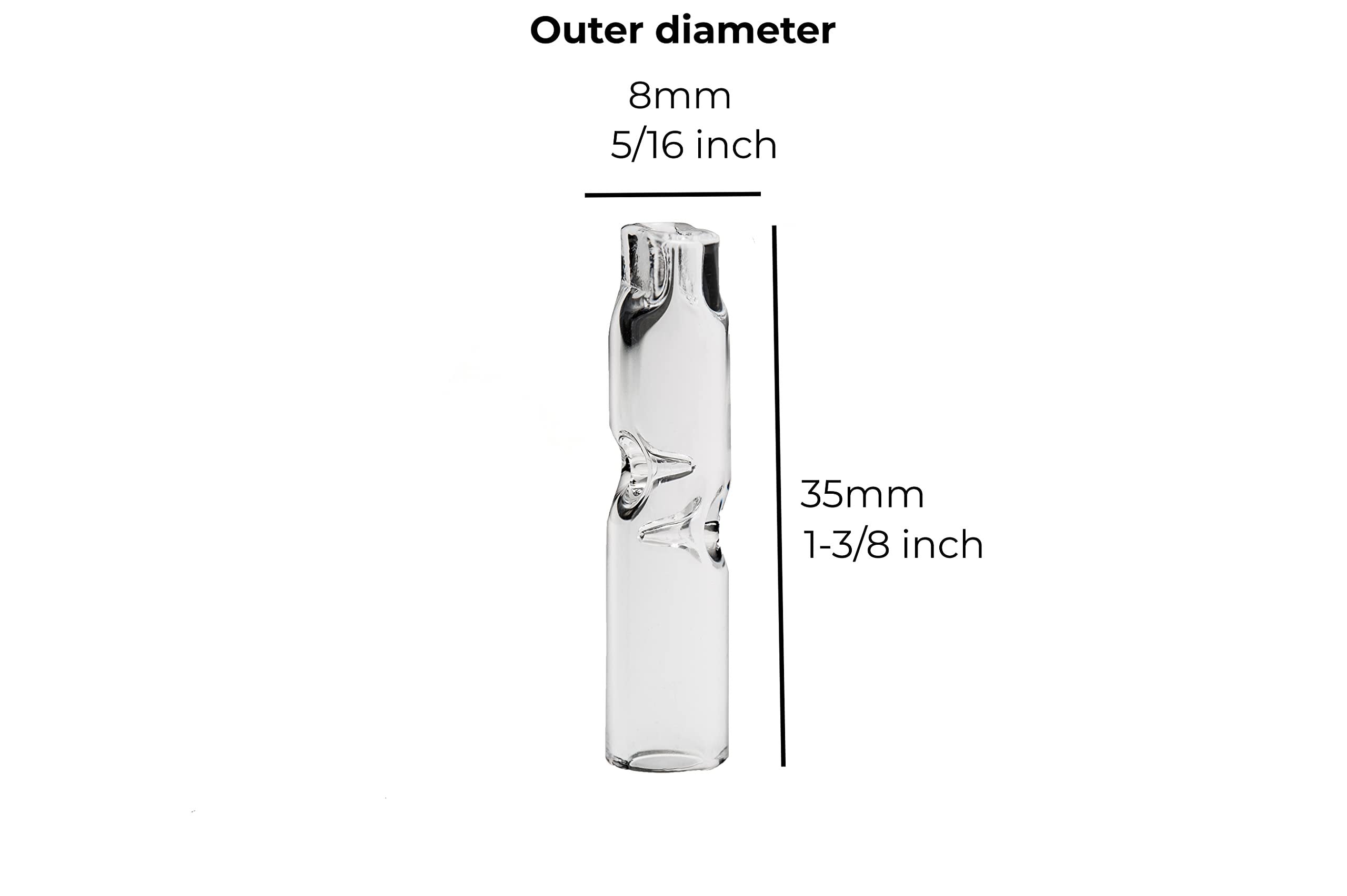 Air Steward Tips - Premium Quality Glass Cigarette Rolling Filter Tips - Pack of 10 (8x35mm-Flat Mouth)