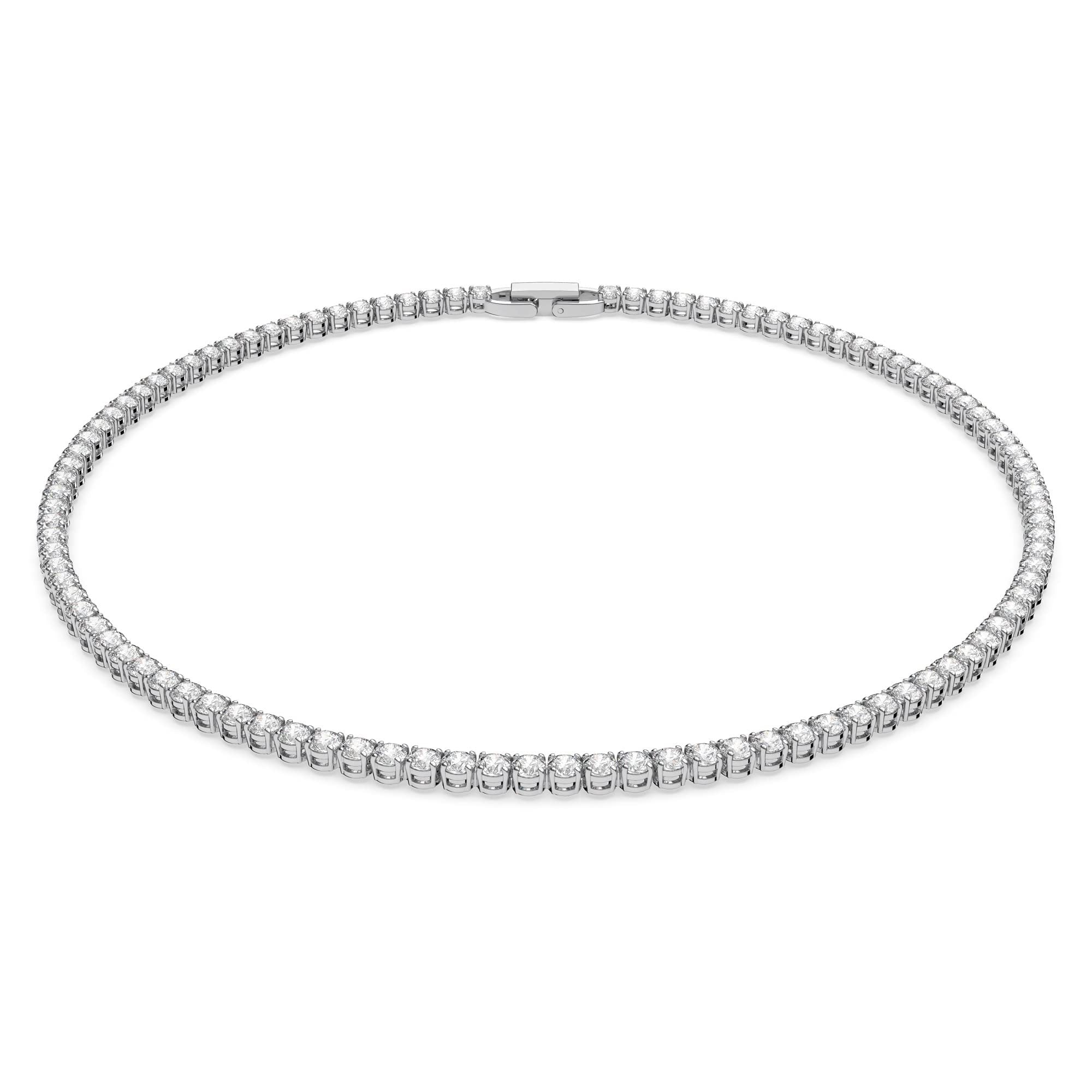 Swarovski Tennis Deluxe All-Around Tennis -Necklace with Clear Swarovski Crystals on a Rhodium Setting with Included Extender