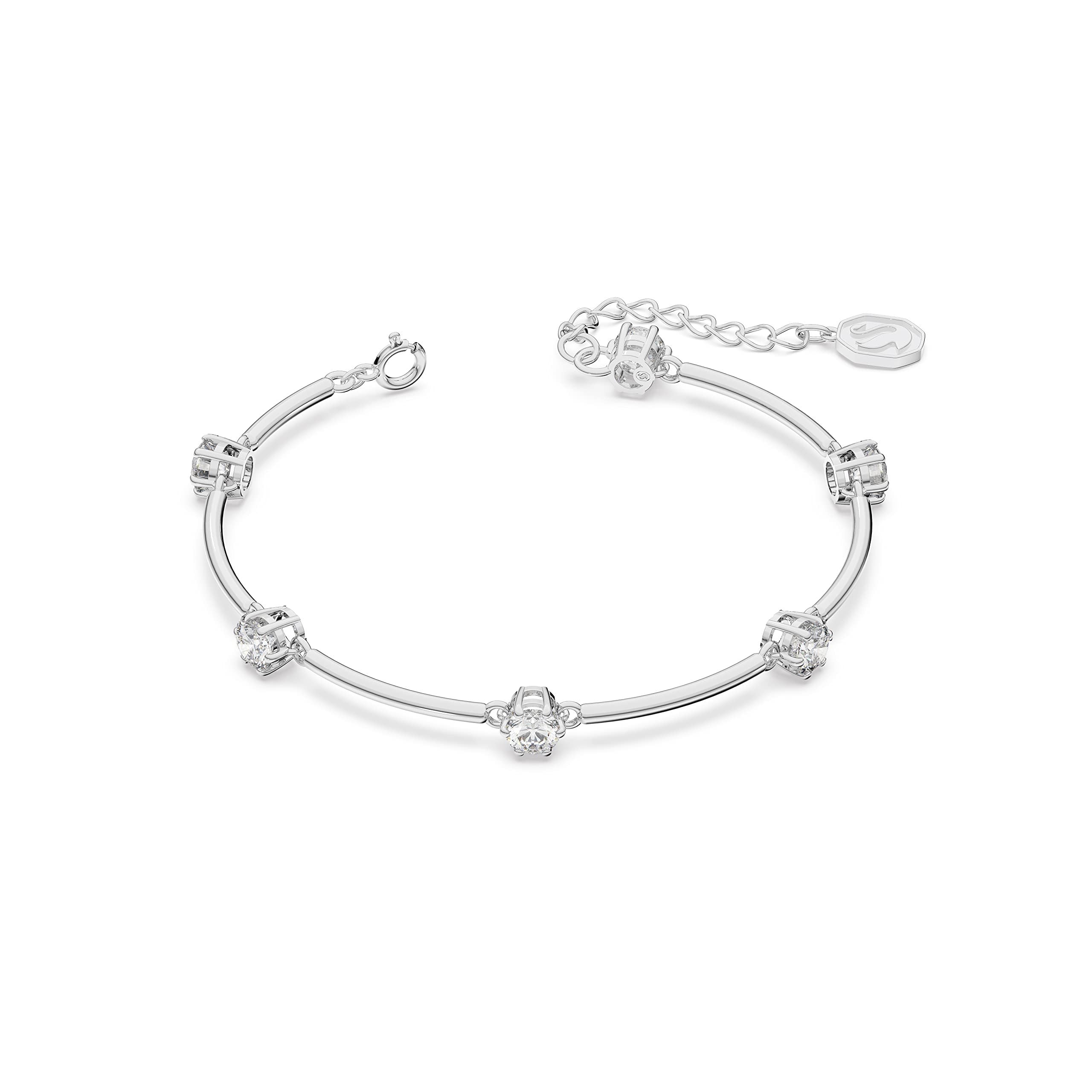 SWAROVSKI Constella Bangle Bracelet with White Circle Cut Crystals on a Rhodium Finish Setting, Part of the Constella Collection