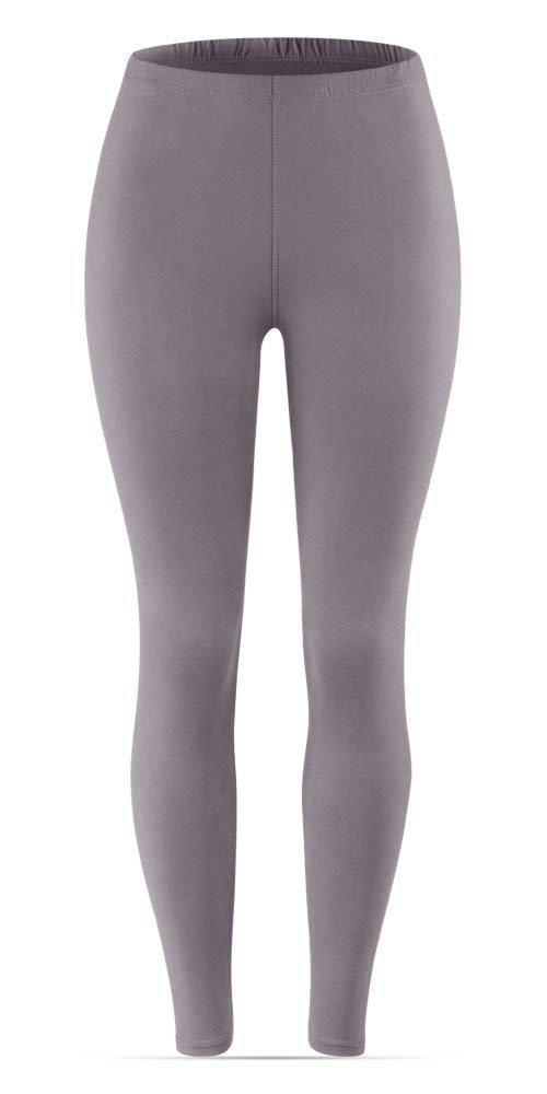 SATINA High Waisted Leggings for Women | Full Length | 1 Inch Waistband (Lilac Gray, One Size)