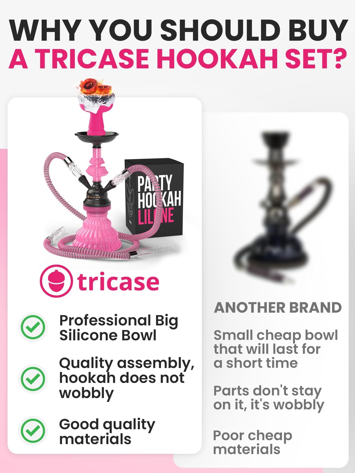 Hookah set with everything - Hookah Set 2 Hose Hookah - LilOne 12” Black Mini Hookah 2 Hose Hookah Set with 50x Foil Big Silicone Bowl 10x Tips 2x Mouthpiece 2x Hookah Hose Tongs - Hookah Kit