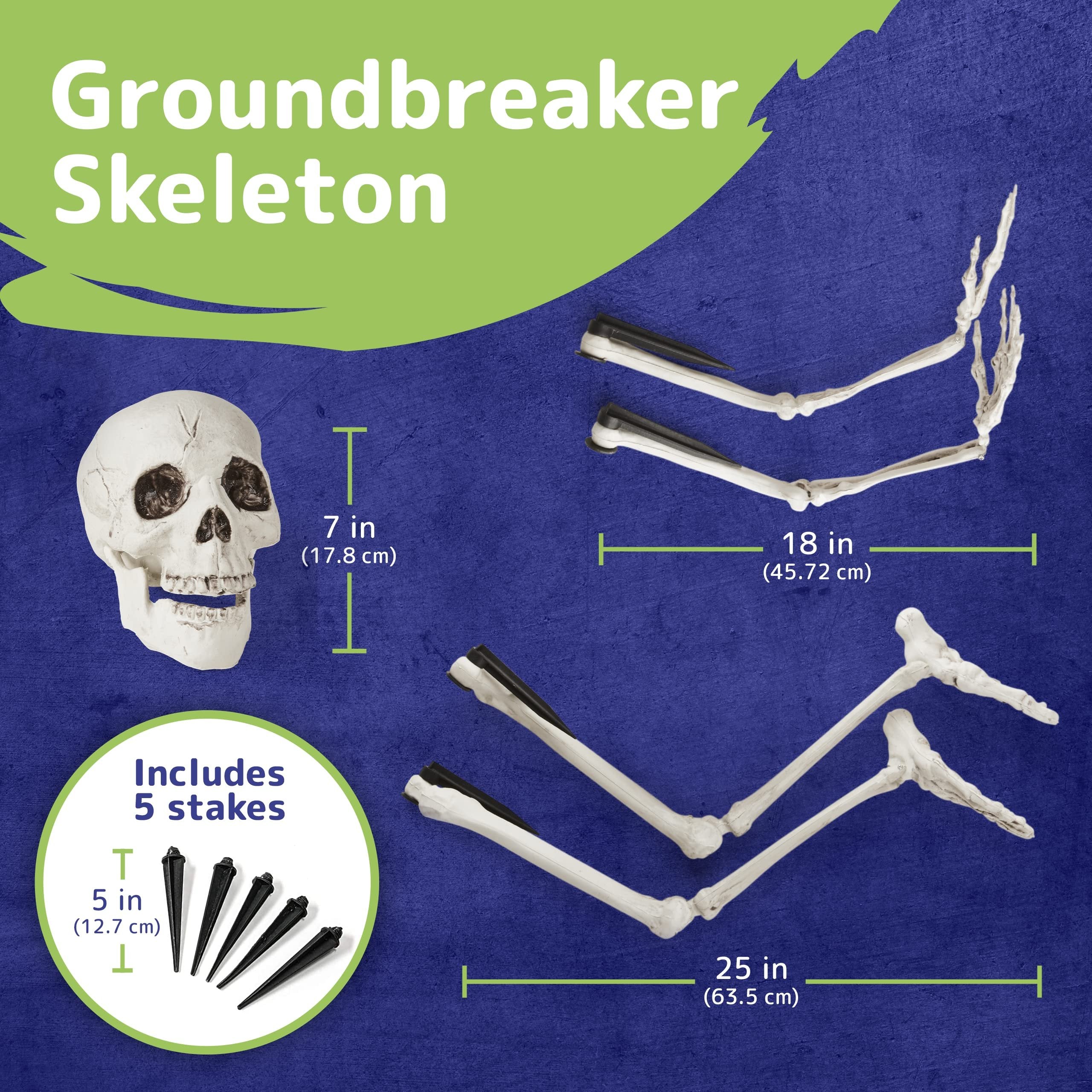 PREXTEX Skeleton Stakes for Outdoor Yard Halloween Decorations - Life-Sized Groundbreaker Skeleton in Front Lawn Garden