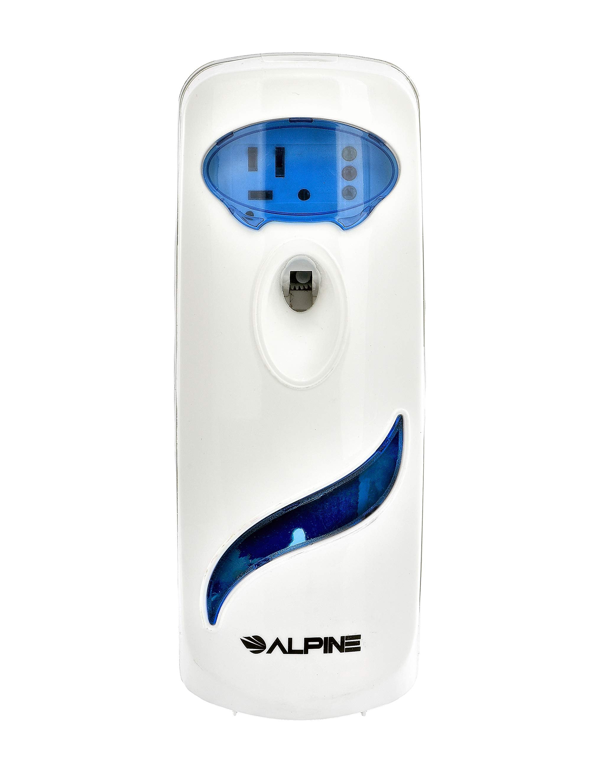 Alpine Industries Metered Aerosol Air Freshener Dispenser - Automatic Adjustable Fragrance Mister - Wall Mounted Timed Scent Sprayer - Clean and Fresh Scent (Blue and White)