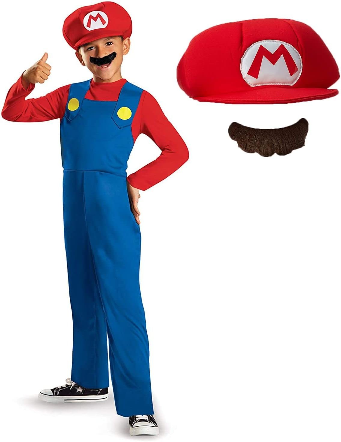 Disguise Nintendo Super Mario Bros DISK73689L Classic Costume, (Small 4-6 years), Red, Blue