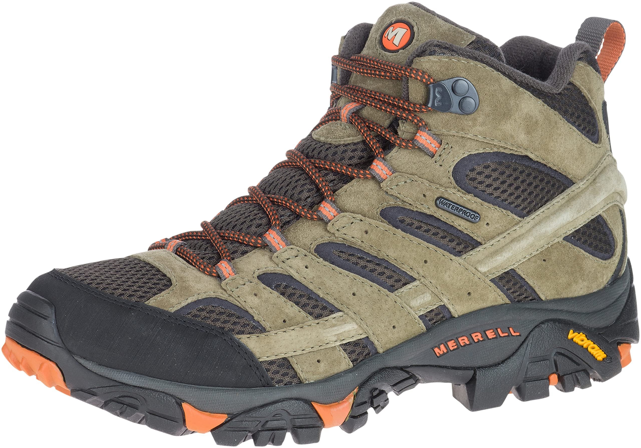 Merrell Men's Moab 2 Mid Waterproof Olive/Orange Hiking Boot 10.5 M US