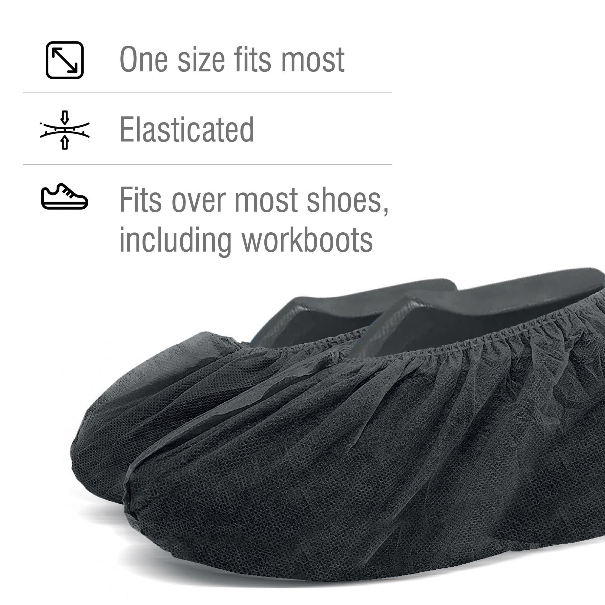 WeCare Protective Shoe Cover - Black - 50 Pairs - Individually wrapped