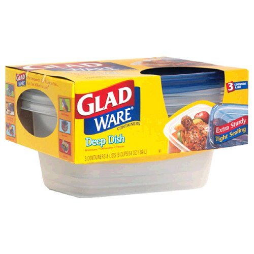 GladWare Deep Dish Containers/3-Pk 8Cups/64oz Transp. w/ Lids - Free Ship & Returns