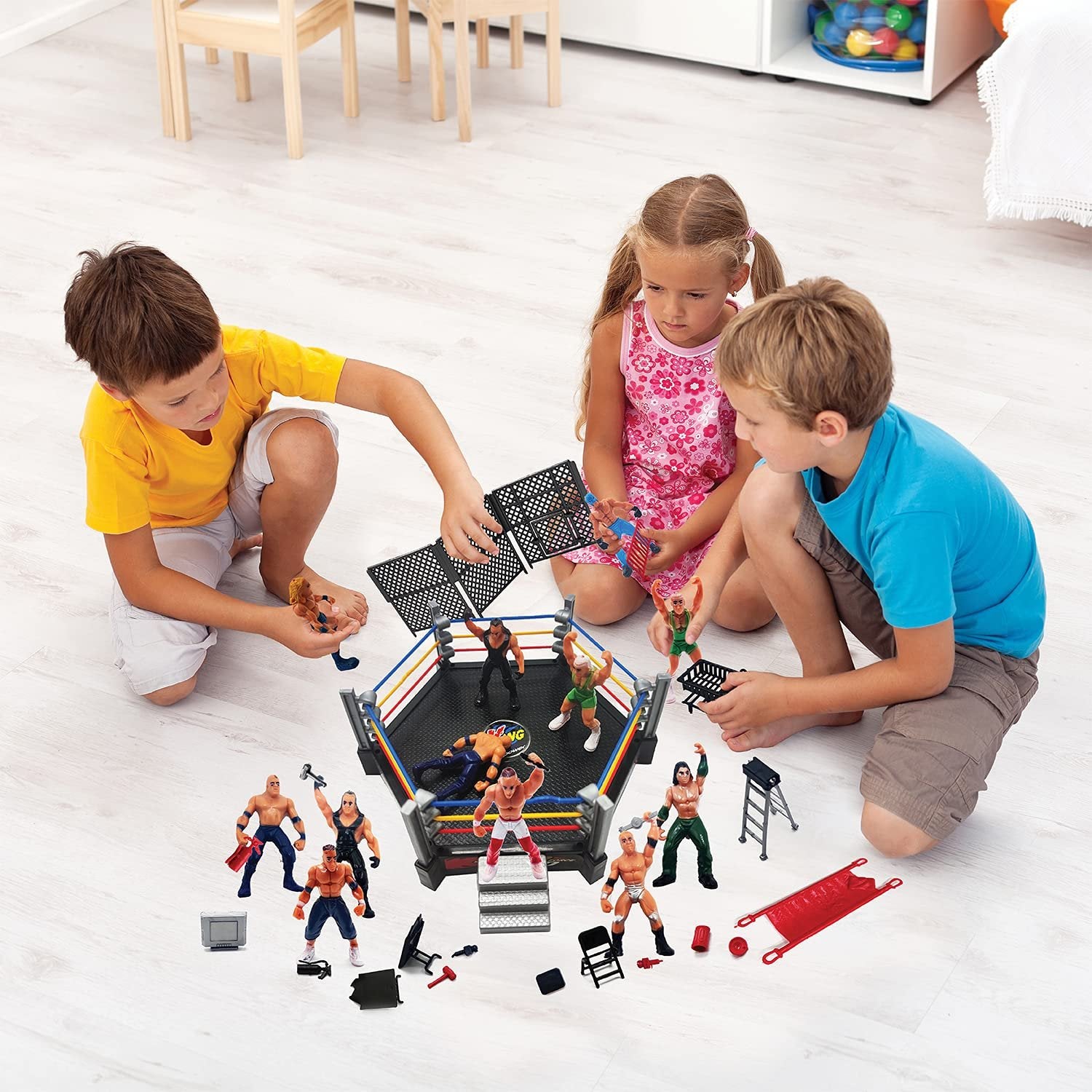 ToyVelt WWE Ring Playset with 32-Piece Wrestling Action Figures For Boys 8-12 Playset, Safe and Durable WWE Toys, Comes with Wrestling Ring, Realistic Action Figures