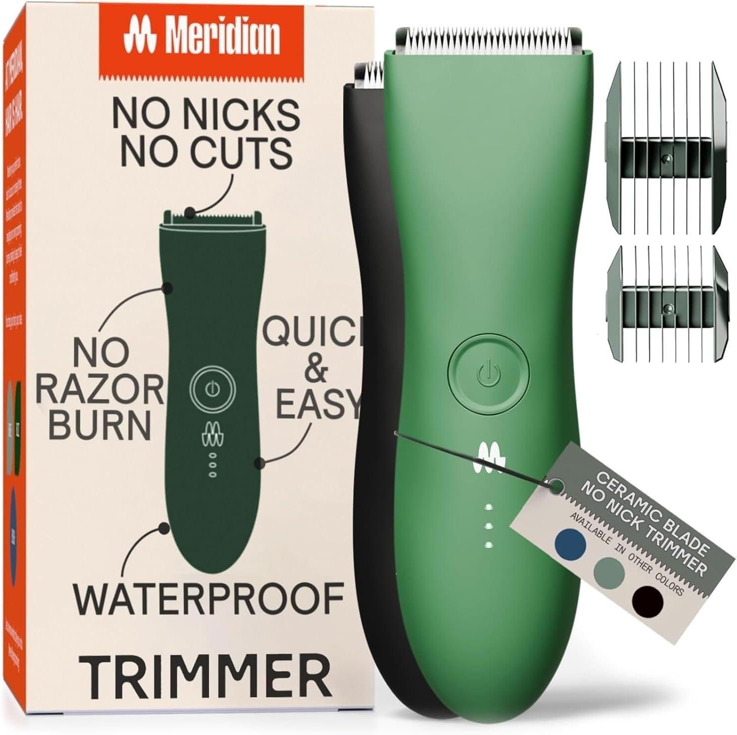 MERIDIAN Manscape, Ball Trimmer Men, Body Hair Trimmer for Men, Pubic Hair Trimmer Men, Ball Shaver, Body Trimmer for Men, Men Body Shaver, Original Sage