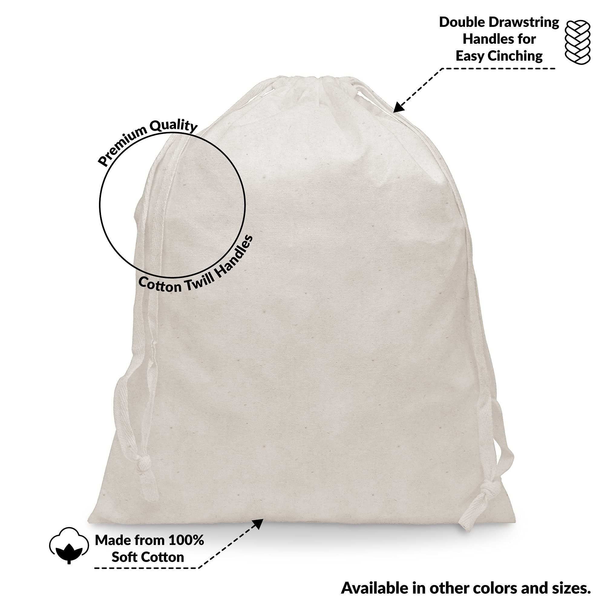 Canvas Drawstring Bags - 12 Pack 12x15 Inch Large Natural Muslin Cotton Cloth Pouches in Bulk, Large Cloth Fabric Pouch for Jewelry, Gifts, Candy, Parties, Wedding Favors, Soaps, Treats, Crafts