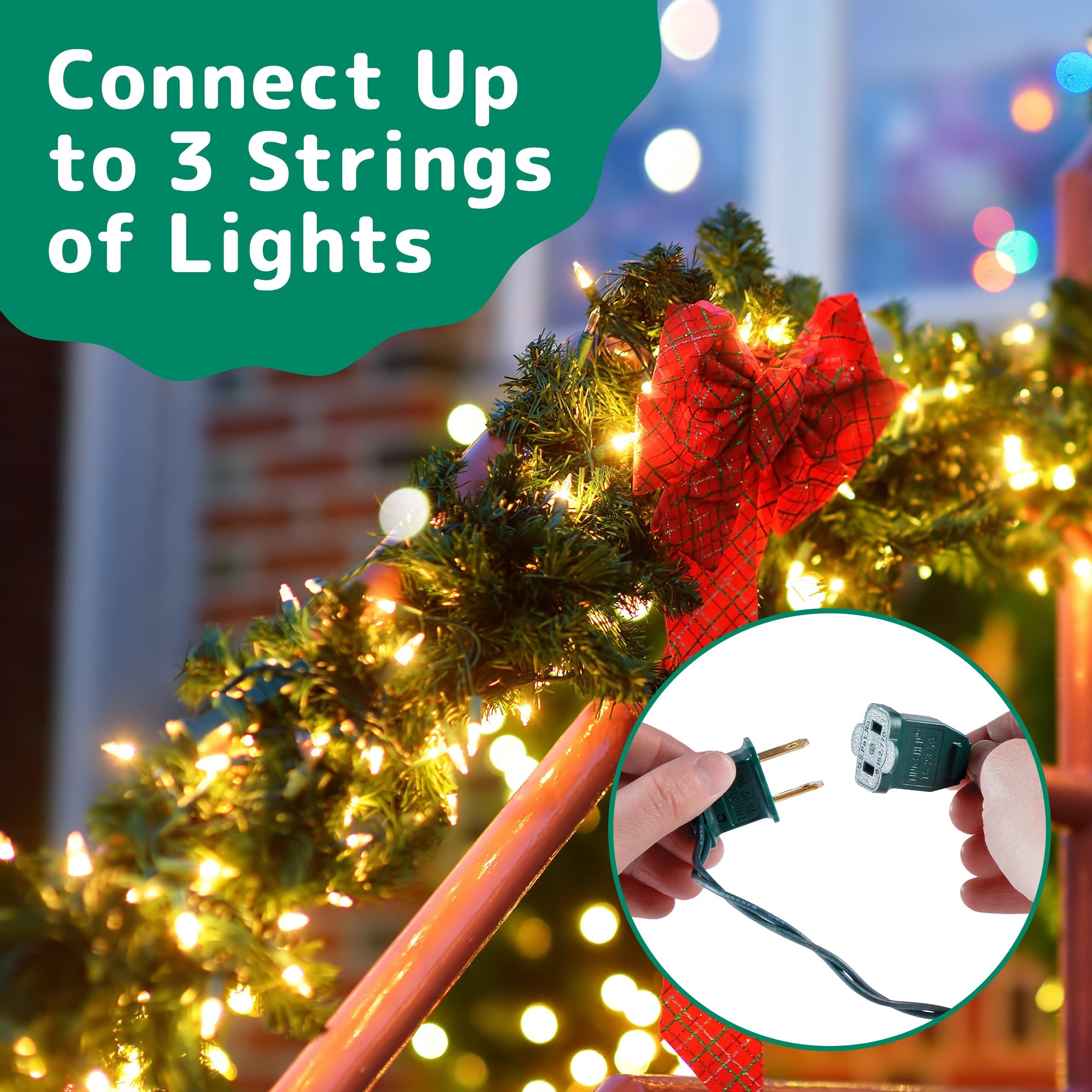 PREXTEX Christmas Lights (60 Feet, 300 Lights) - Clear White Christmas Tree Lights with Green Wire - Indoor/Outdoor String Lights - Warm White Twinkle Lights